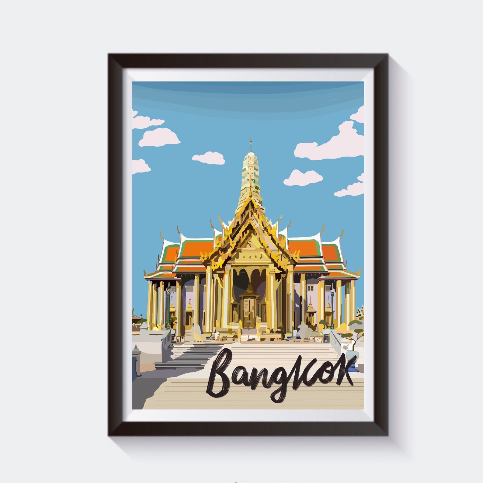 DV design 1 x Poster A1 Bangkok Thaïlande Thai Timbre de voyage Art mural en papier Poster grand format photo graphique #5916 