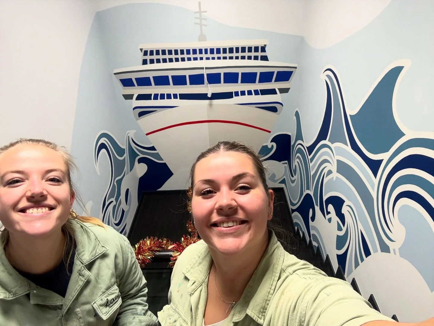 Part one of this project is complete! We&rsquo;ve just finished up a big stairwell mural for @southamptonmarine and now we&rsquo;re moving on to paint them a couple more murals in their break area 🌊 For this project we were kindly supplied paints by