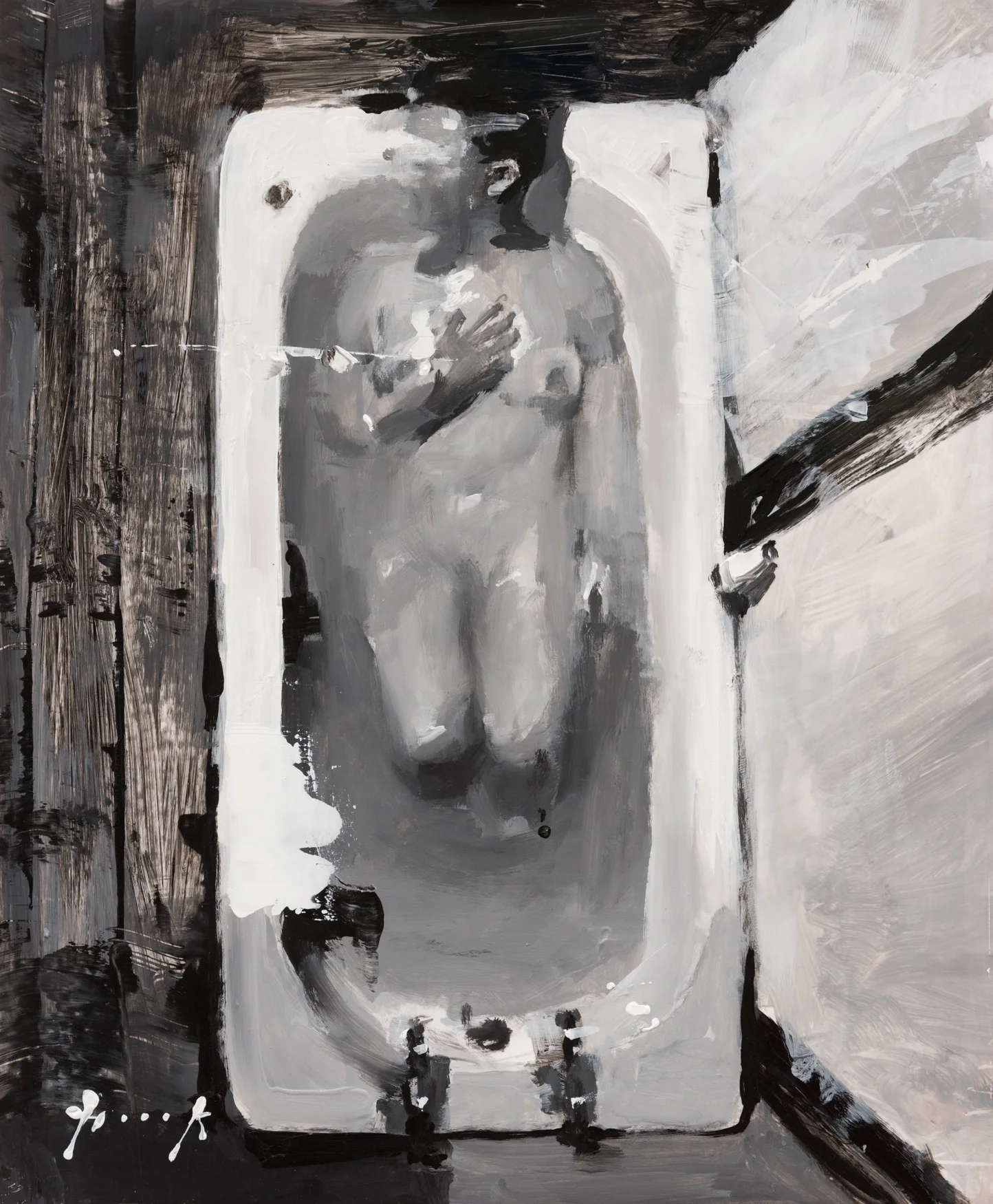 R.L in bath tub