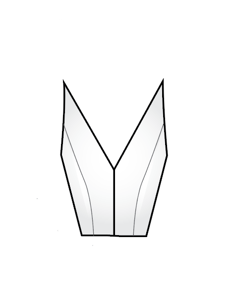 Mid-point Bustline Cut V neckline (similar to our Gabrielle, but comes up about 1.5” higher in center front)