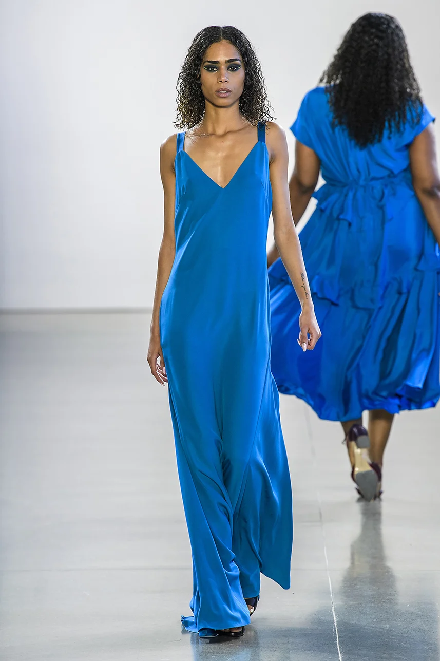Rich, silk crepe slip dress with V-neck