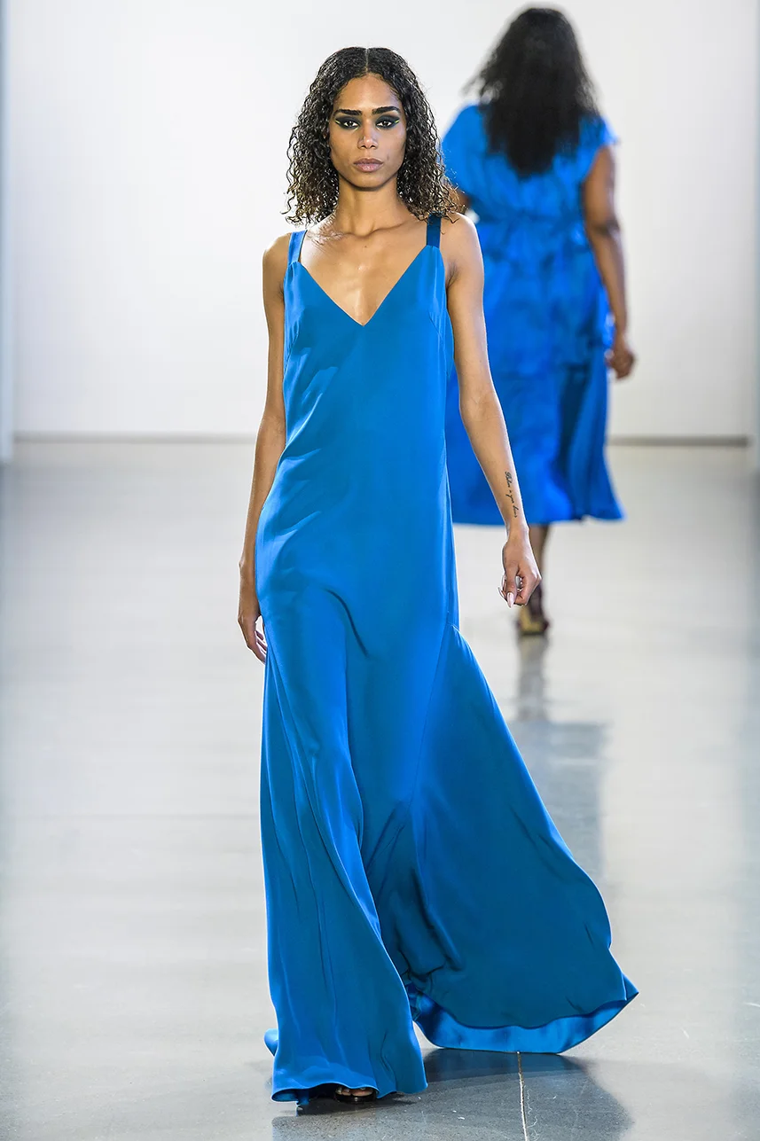 Rich, silk crepe slip dress with V-neck