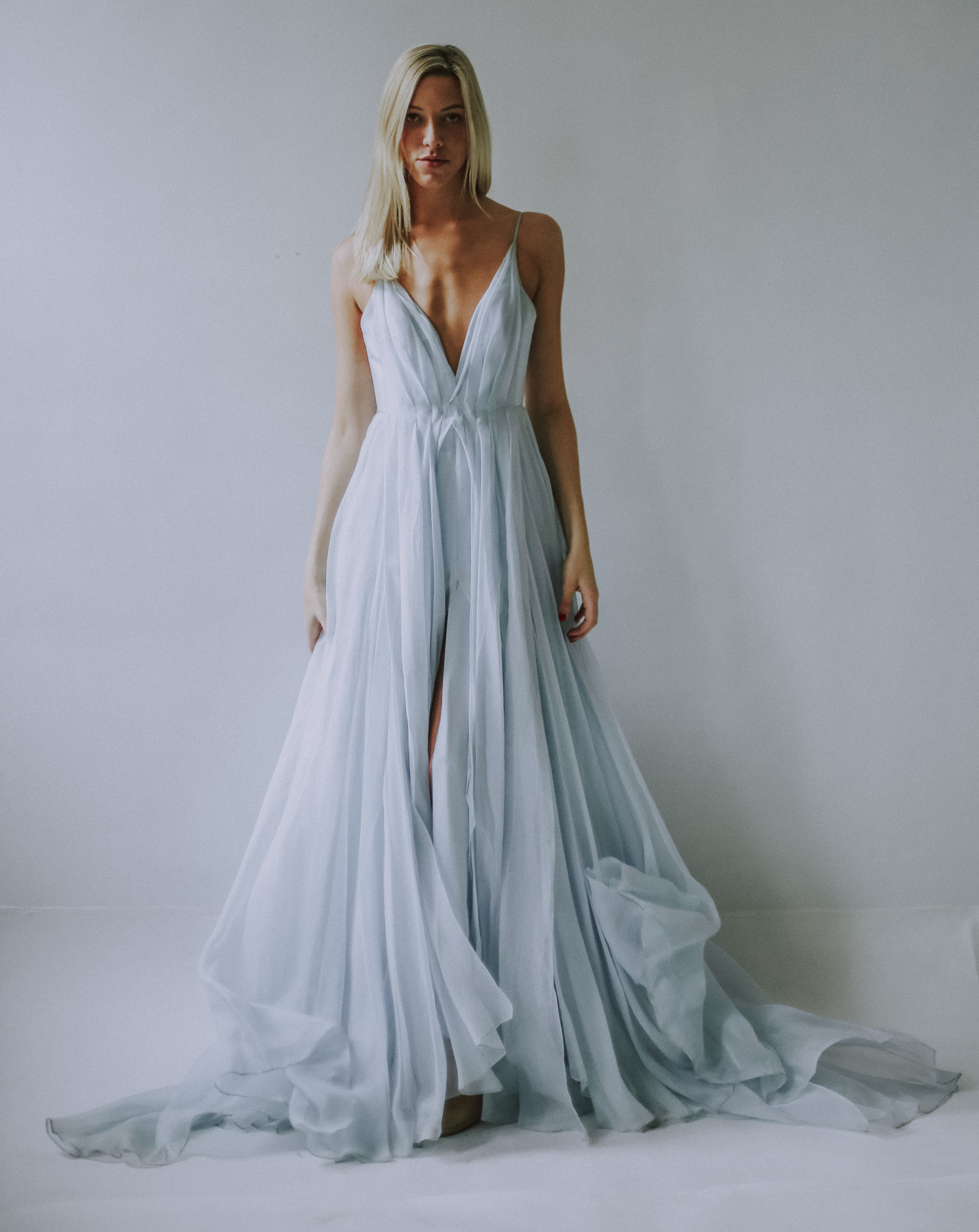 short blue wedding dress