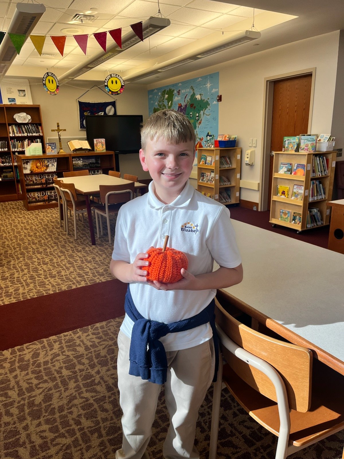 Our Crafting Hands Jr. Club showed off their skills by crocheting these festive pumpkins. Crafting Hands Jr. is an extension of the St. Elizabeth Parish Ministry, honing their craft to create items for themselves and others. We look forward to their 