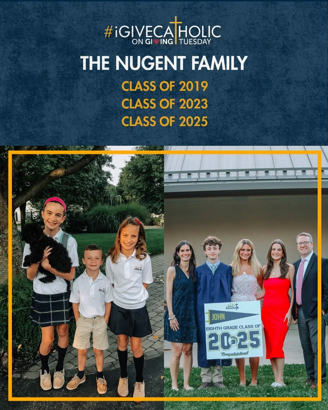 &quot;#iGiveCatholic because we are deeply grateful for all the blessings St. Elizabeth Parish School has given our family. From kindergarten through 8th grade, our children's values, work ethic, faith and character were reinforced and strengthened. 