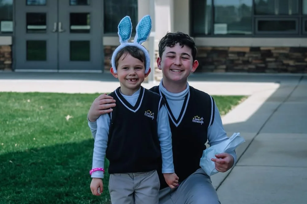 Kindergarten had their turn at an Easter egg hunt with their 8th grade buddies. These shared moments and memories make the St. Elizabeth community a special place to learn and grow in joy and confidence.