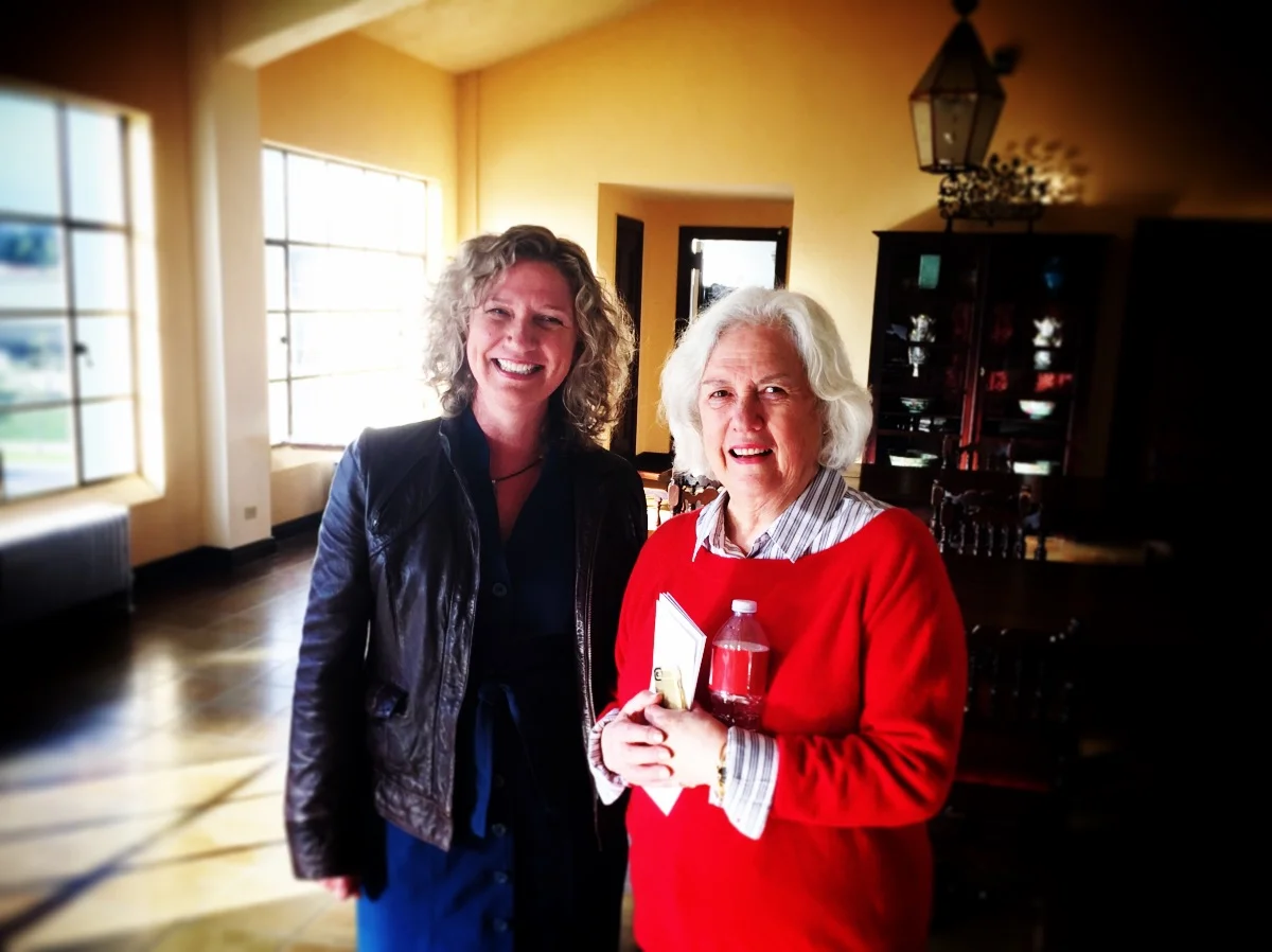 Jody with Ebell Club organizer Cynthia Comsky in Los Angeles this March for the reading of Tribal Life in America , winner of the Ebell Playwright Grand Prize.
