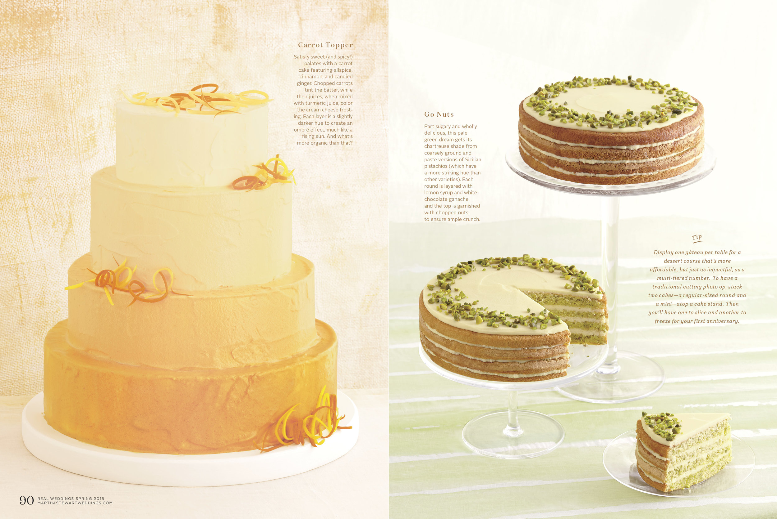 Carrot Cake and Lemon Pistachio Cake, Martha Stewart Weddings
