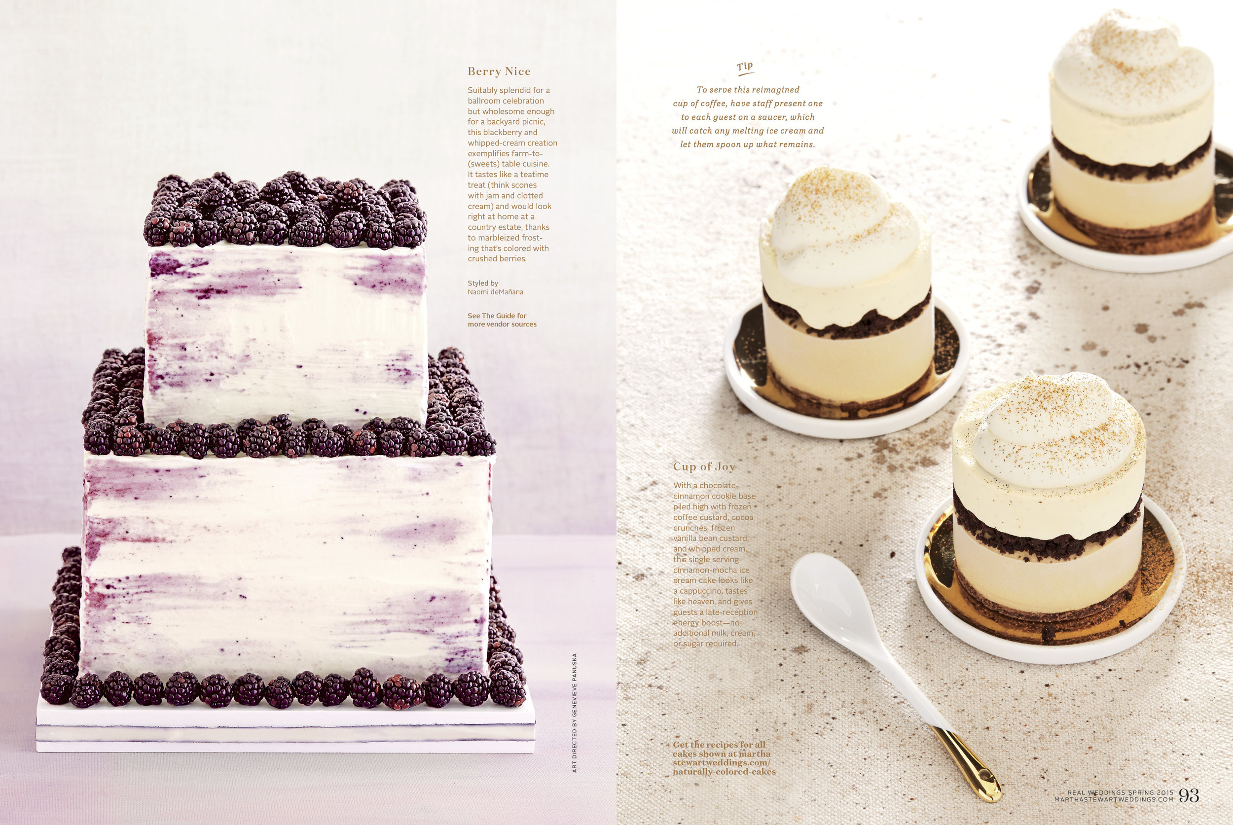 Blackberry and Cream Cake, Mocha Ice Cream Cakes, Martha Stewart Weddings