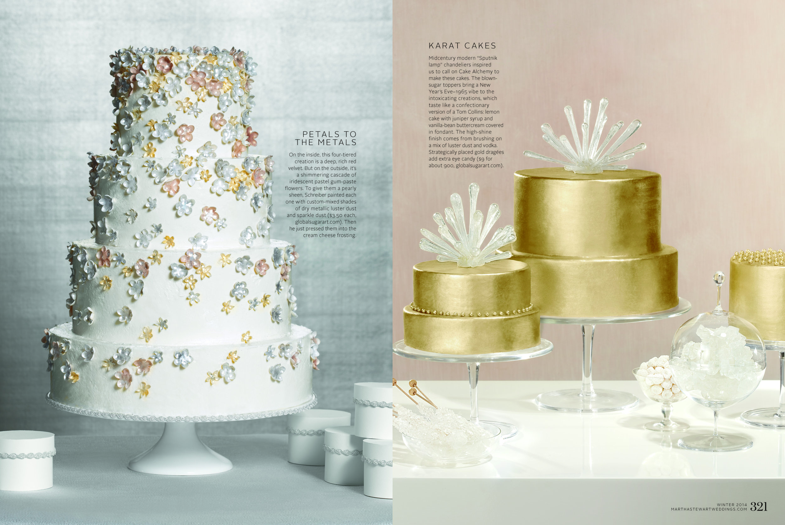 Luster Cakes, Martha Stewart Weddings