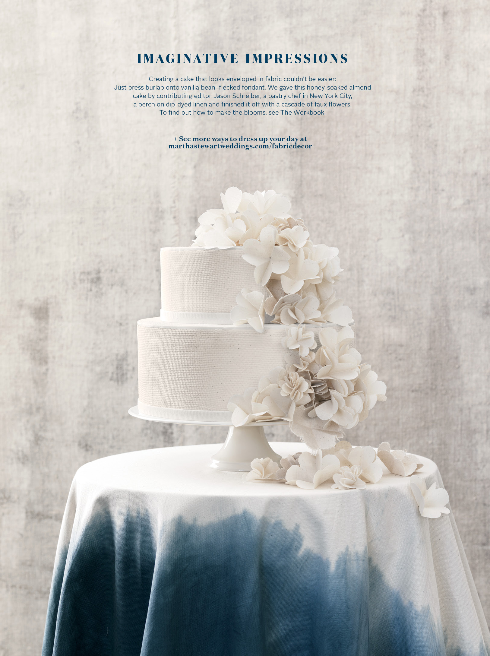 Canvas Textured Cake, Martha Stewart Weddings