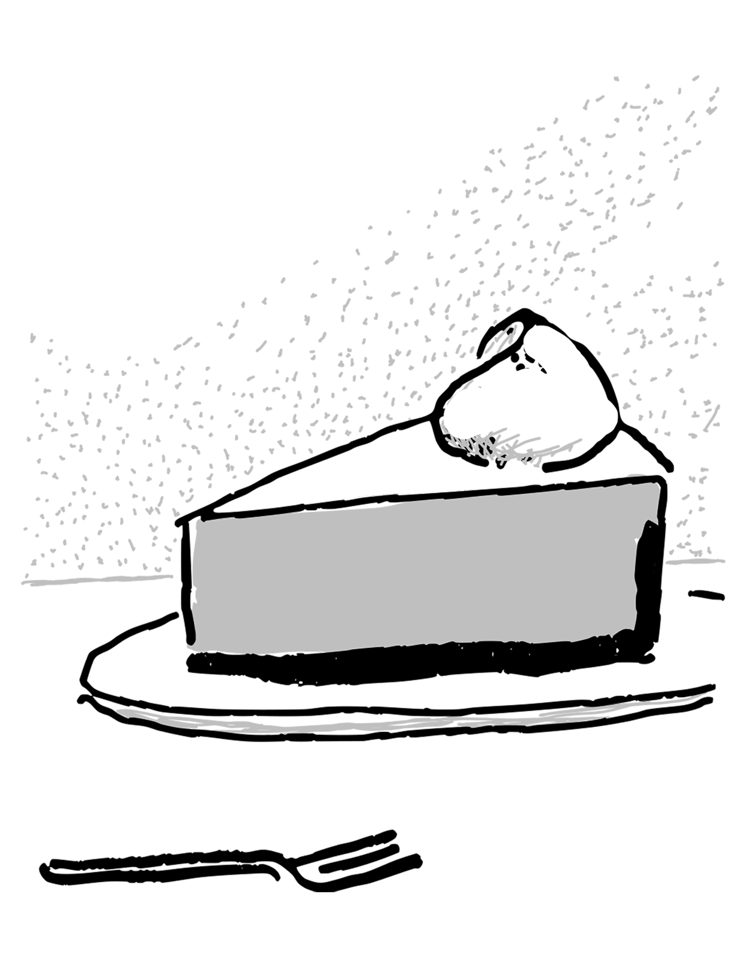 a sketch of a slice of cake