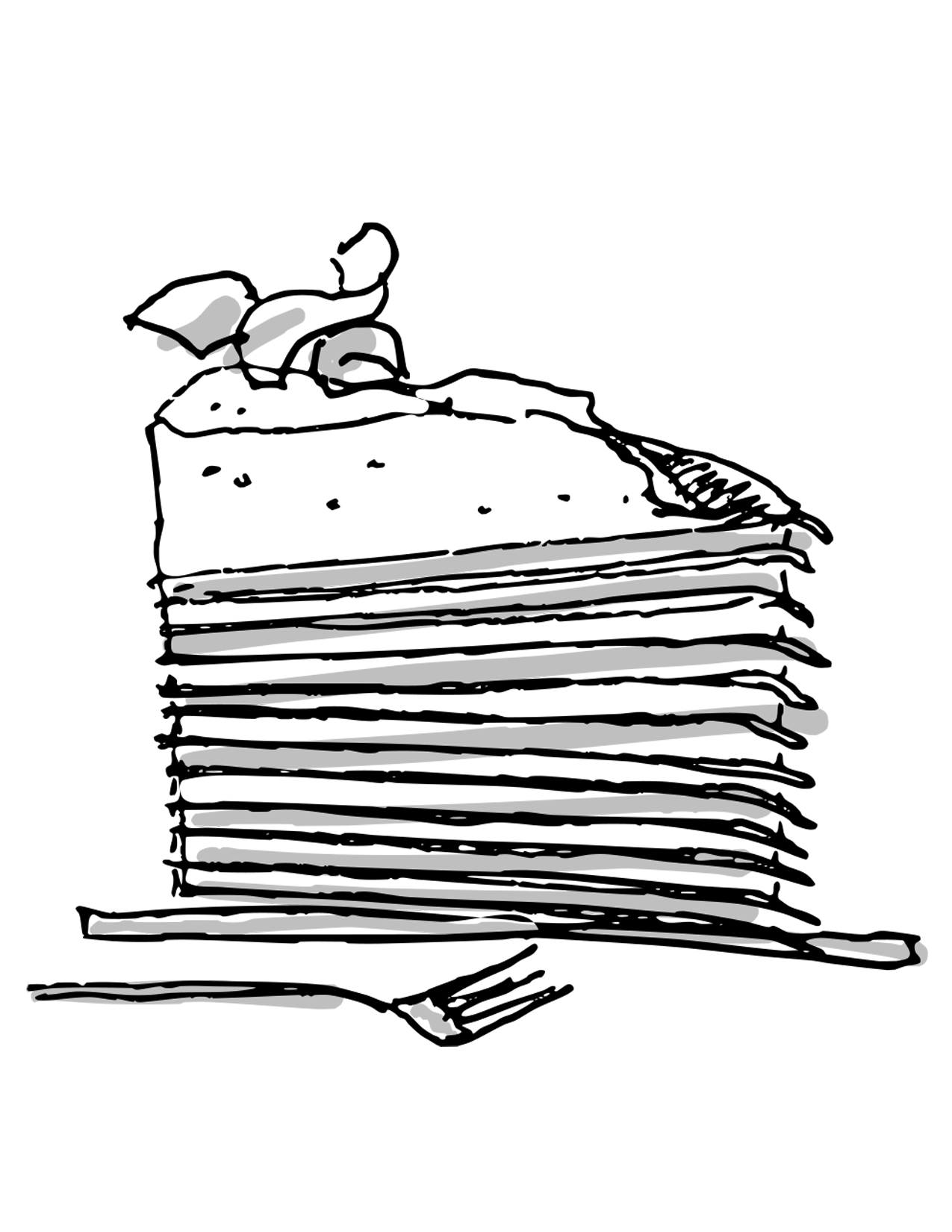 a sketch of a crepe cake