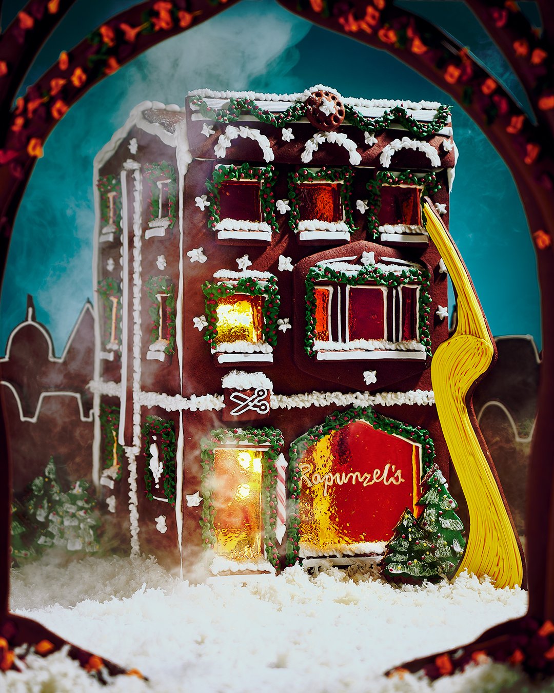 A gingerbread brownstone