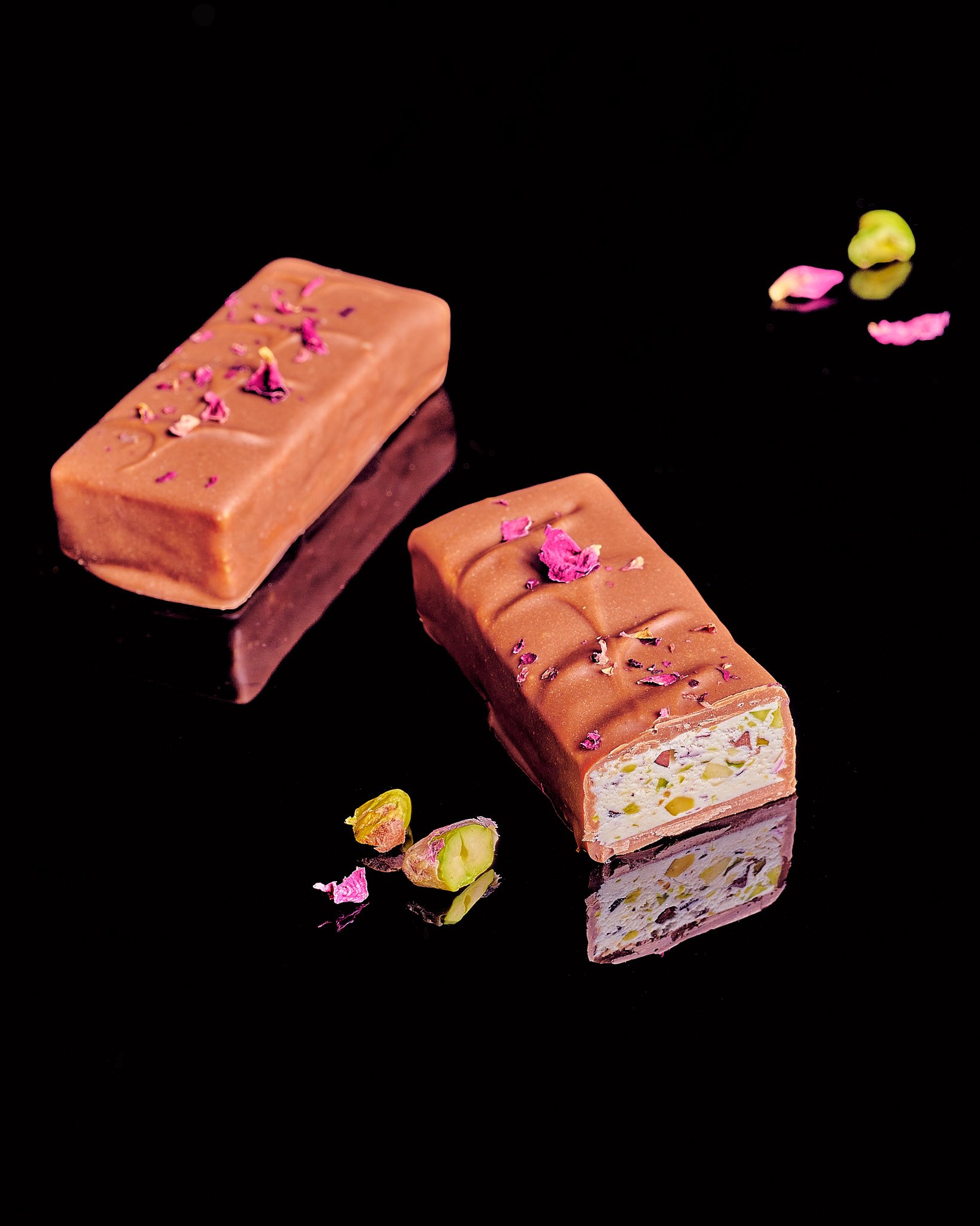 Pistachio Rose Nougat Chocolate Bars