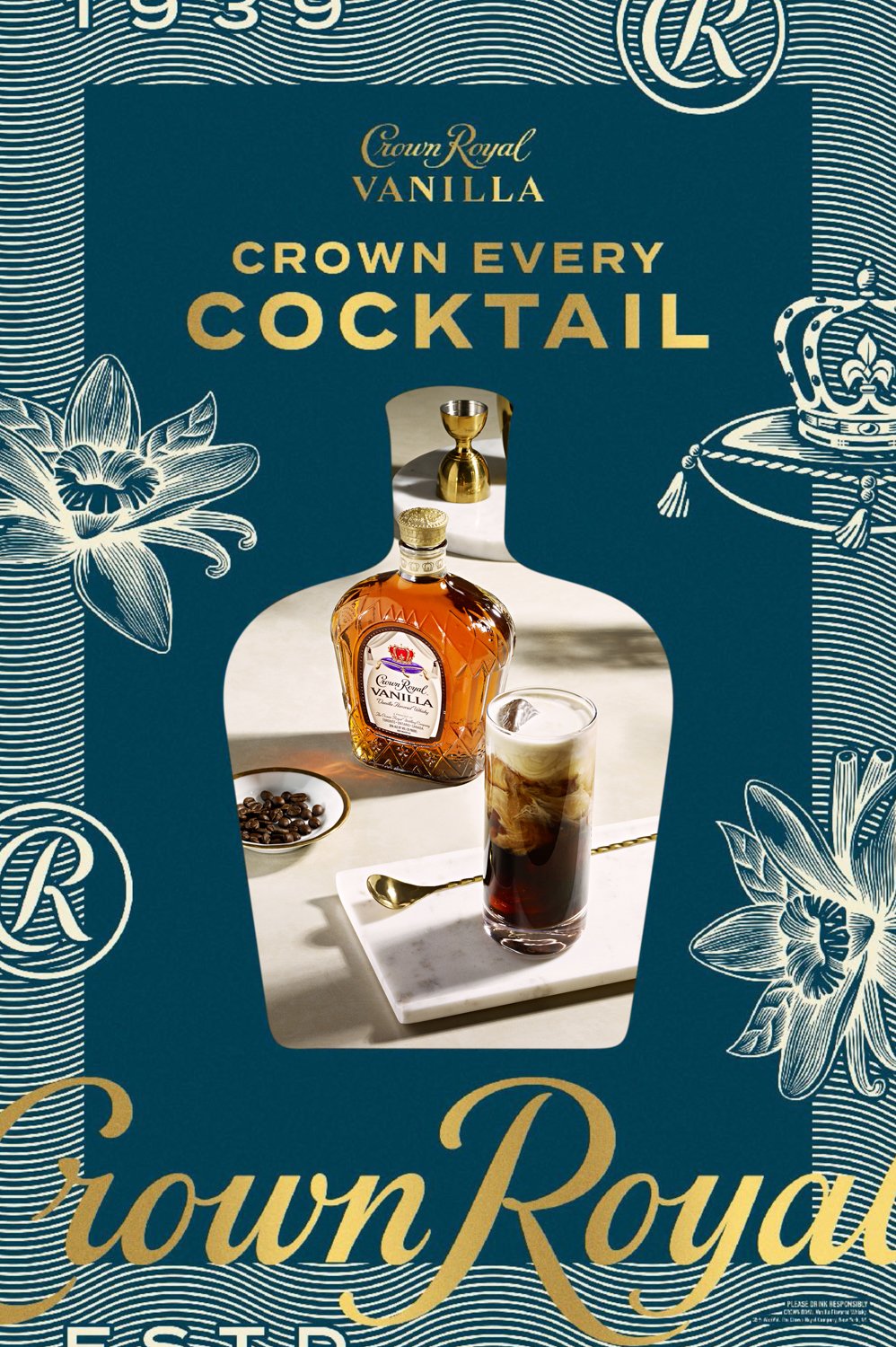 An ad for Crown Royal Vanilla featuring a cocktail.