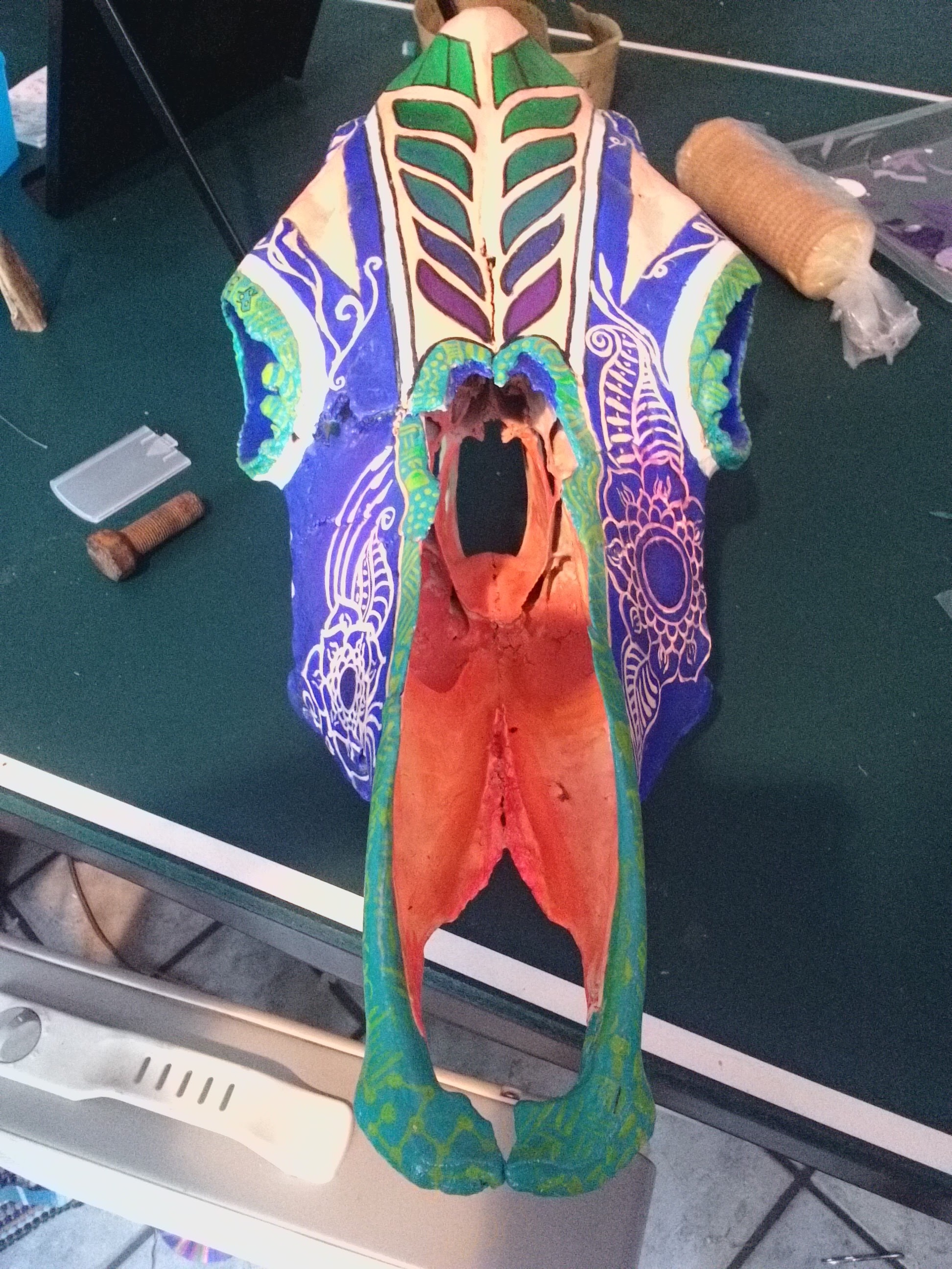 Painted Cow Skull