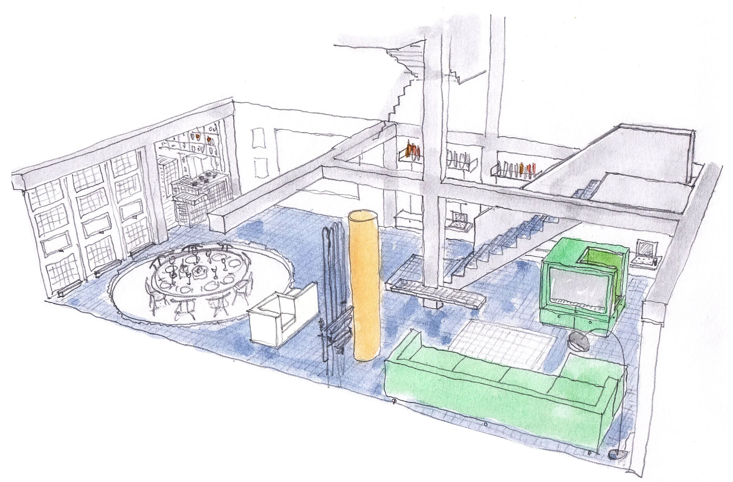 The proposed alterations have been carefully and thoughtfully developed, drawing on the wealth of the existing architectural language to rework an interior to be fit for use by the five person family.