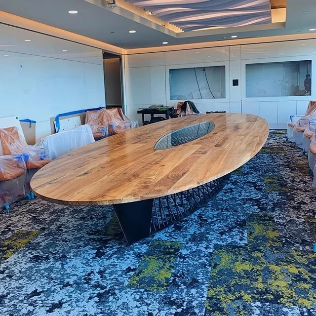 Siberian Elm top, steel base. 25&rsquo;x8&rsquo;. Six months in planning and two months in fabrication. Super excited to see this project delivered and installed. More and better photos to come of the rest of the pieces. Thanks so much to our team, @