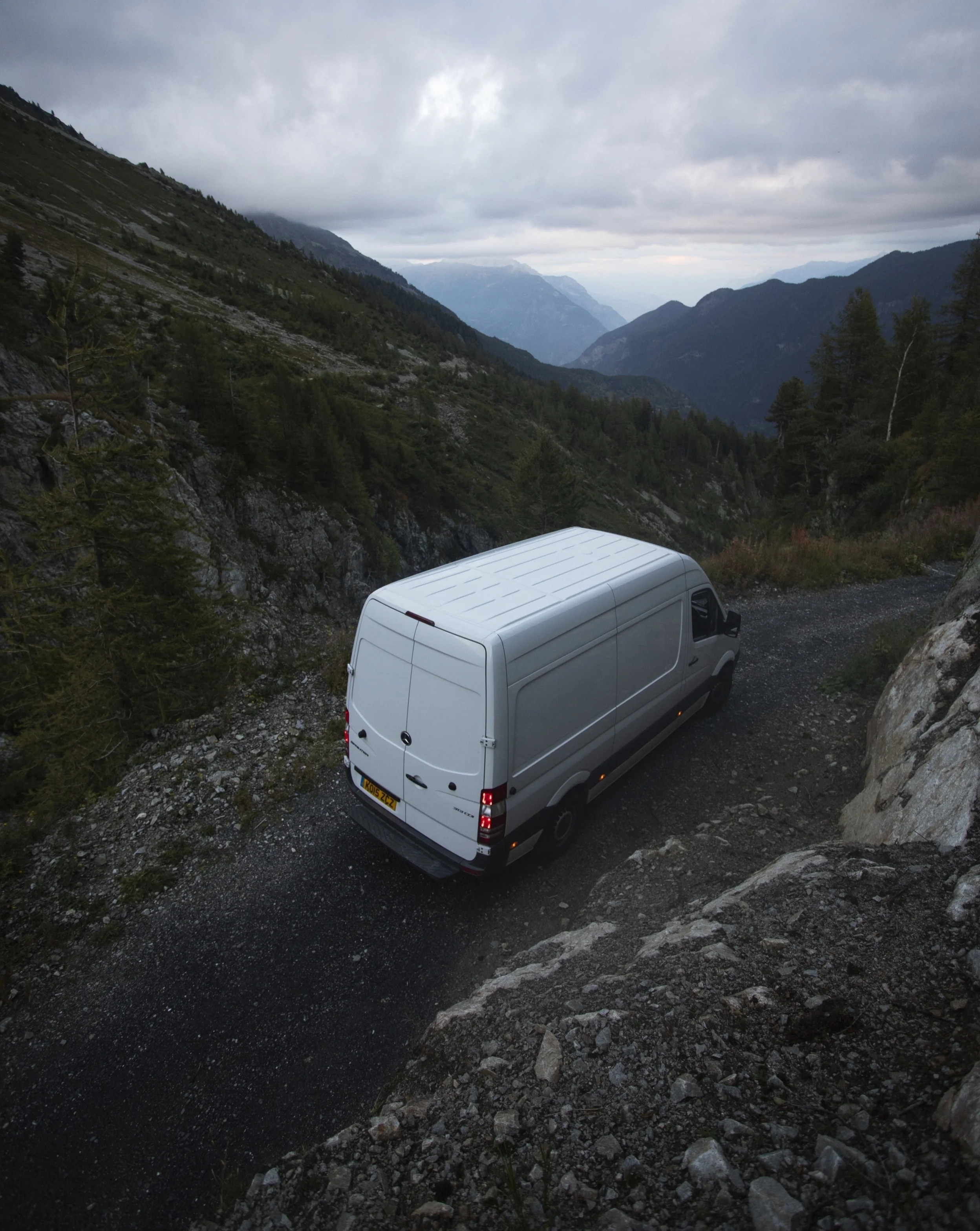 Off-roading down little mountain roads in Switzerland.