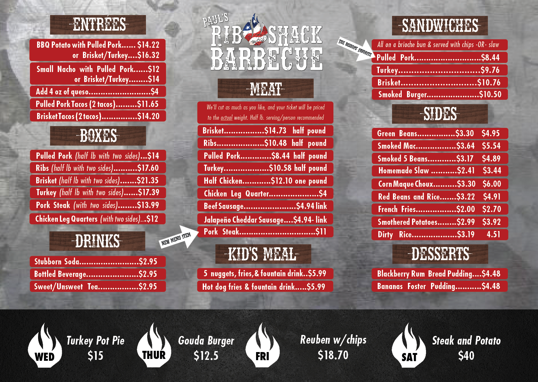 Craft Barbecue Menu — Paul's RibShack Barbecue