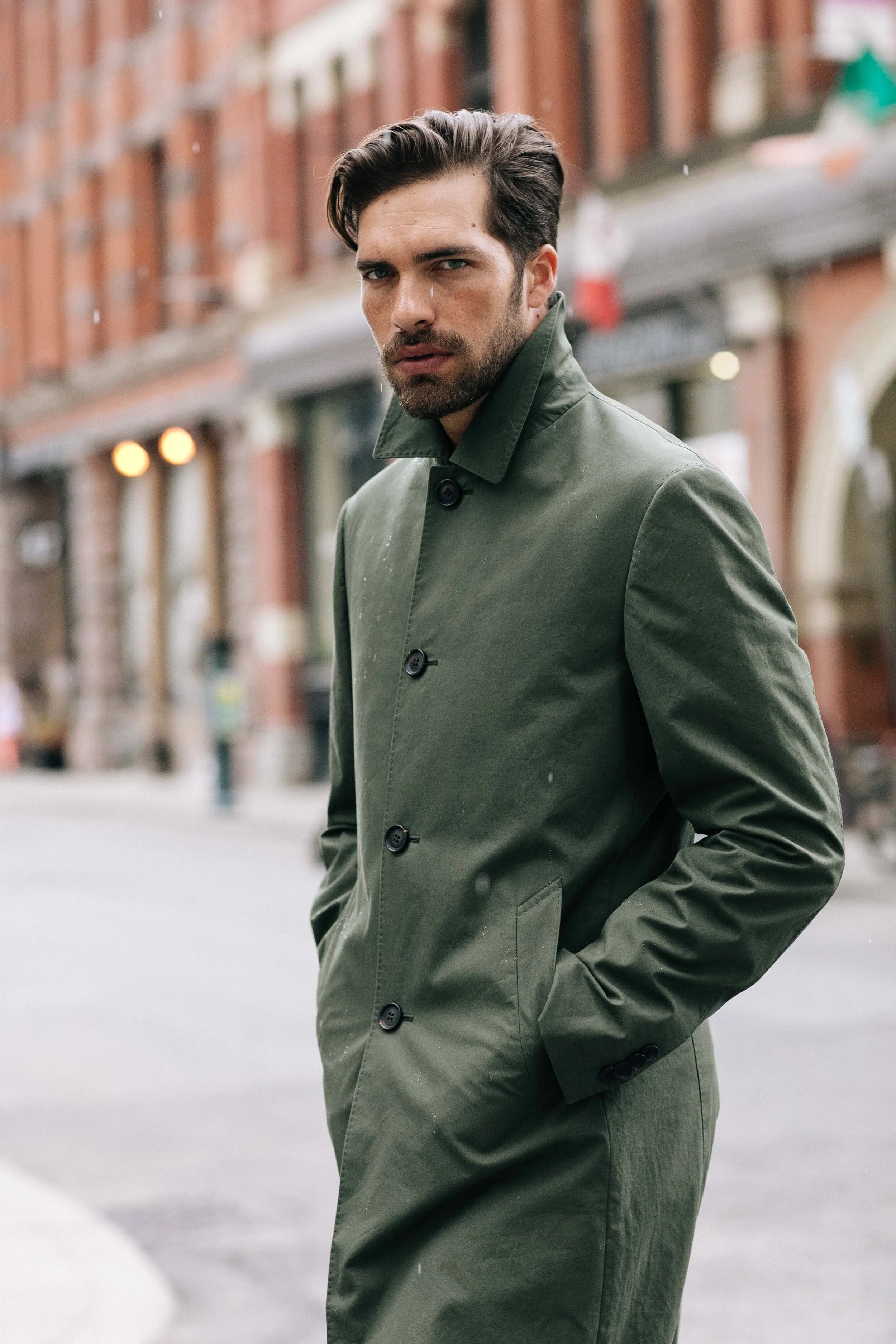 mens green mac jacket