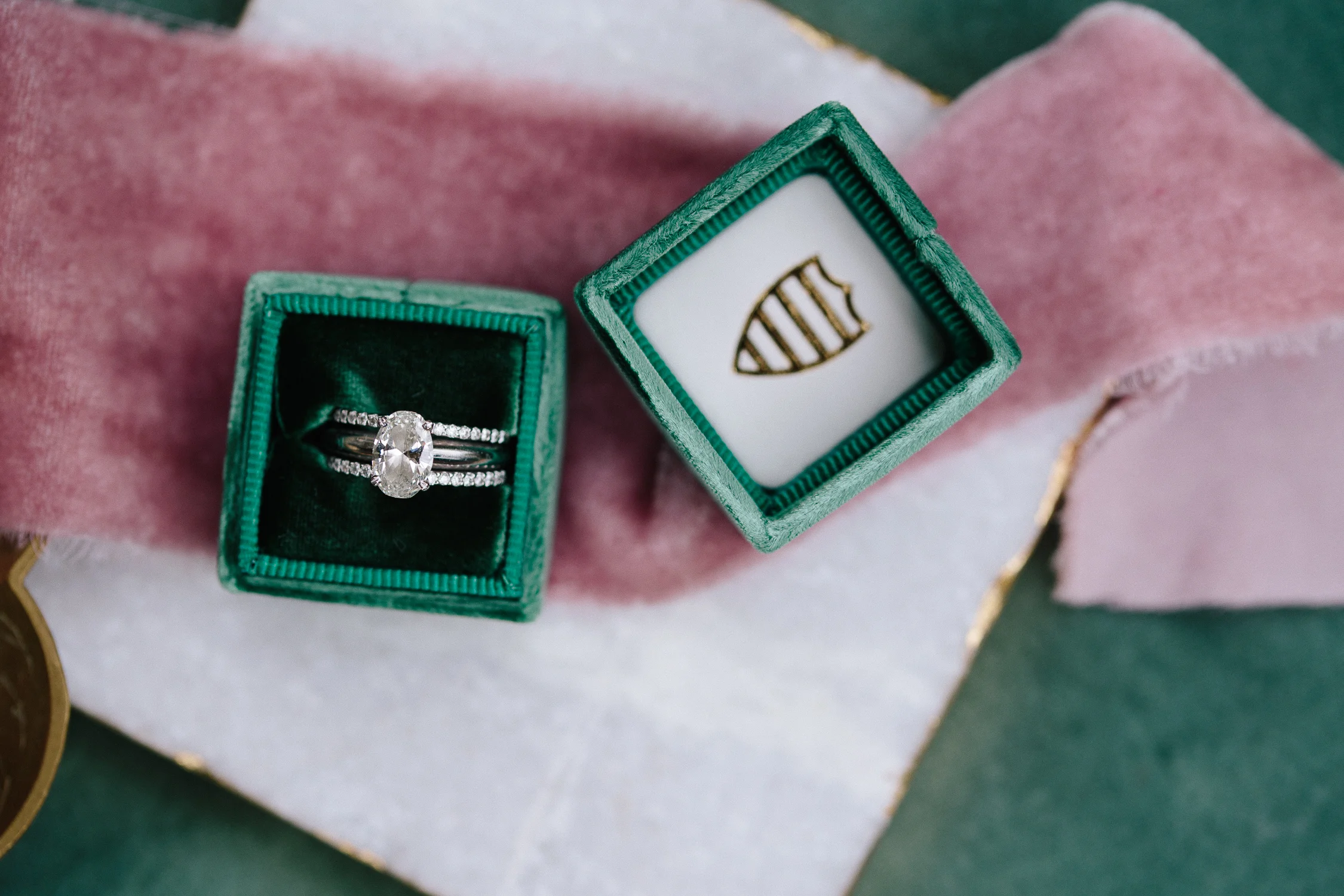 green ring box with oval diamond roxannasuephotos
