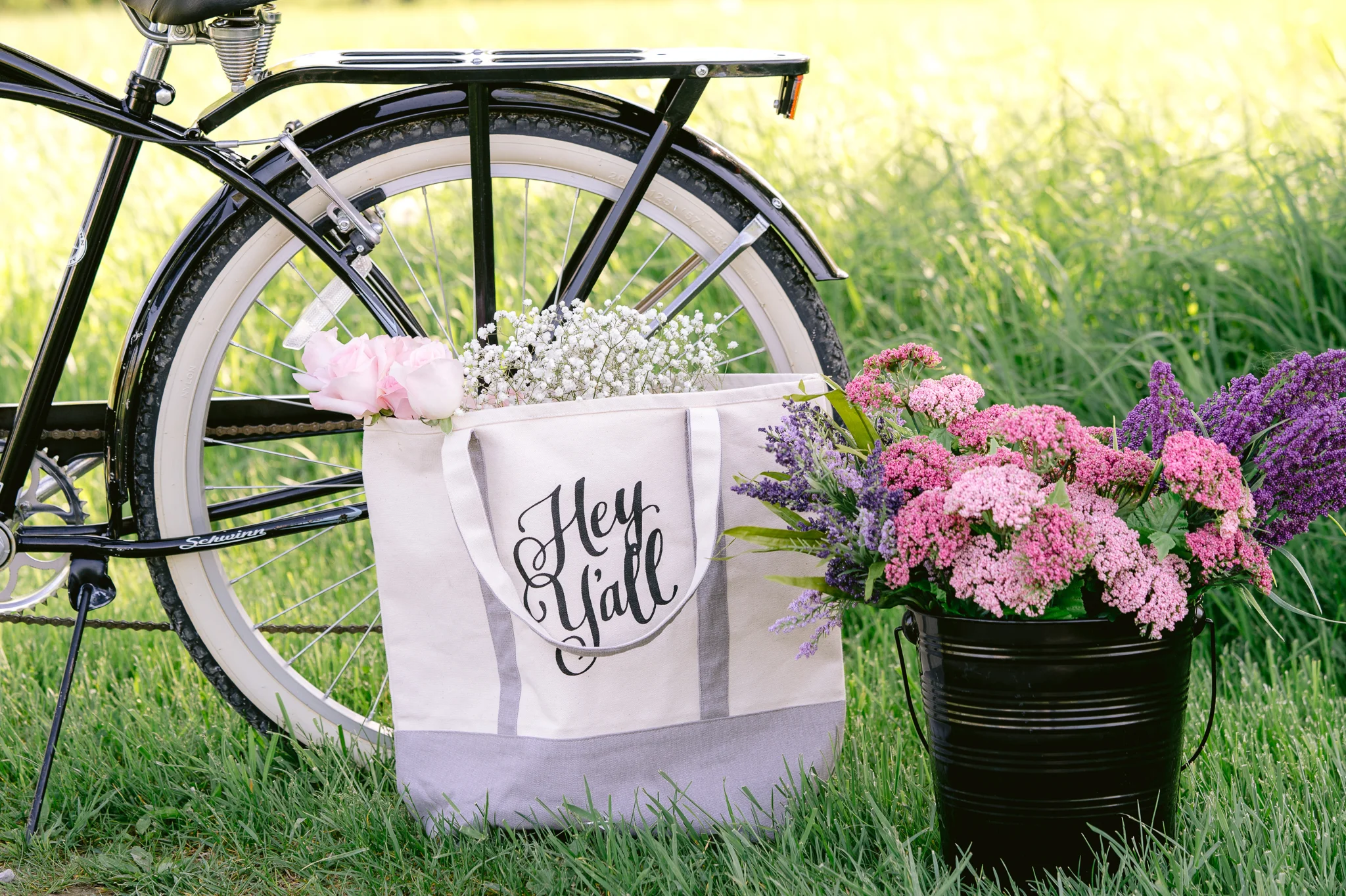 Hey Y'all Bag Bicycle Countryside French Photoshoot