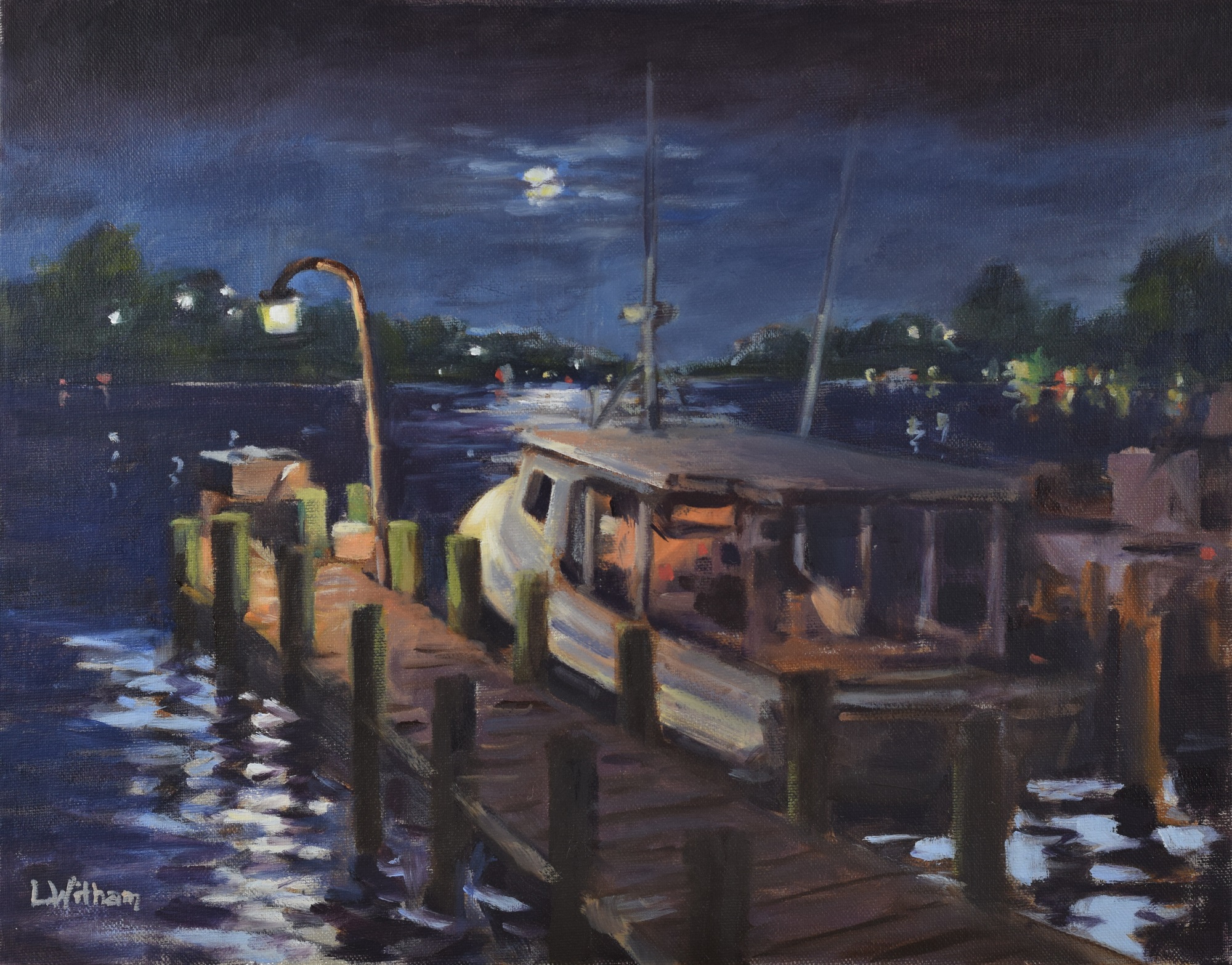 Night Docking, Oil on canvas, 11x14