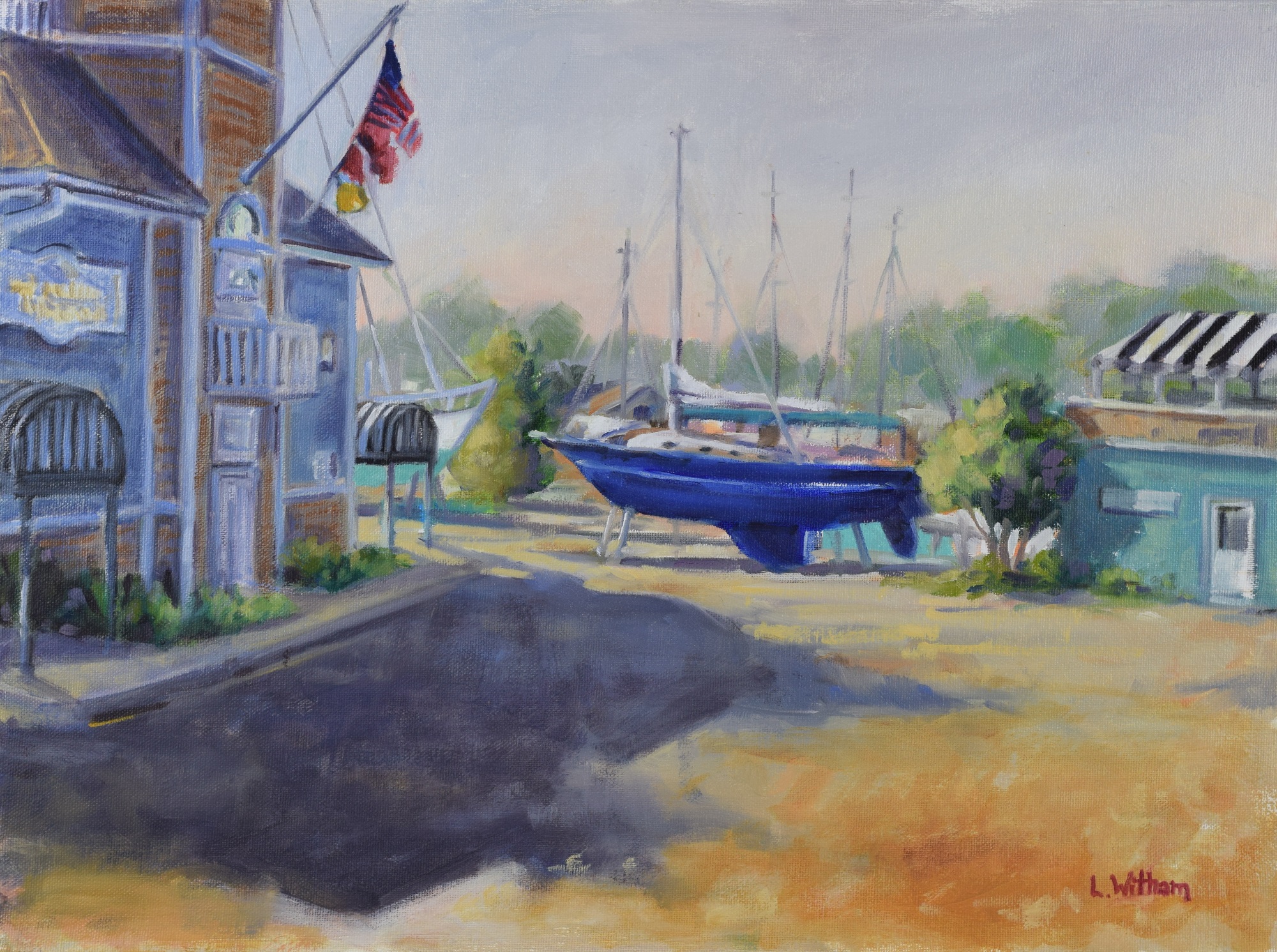 Fancy Boatyard, Oil on canvas, 12x16