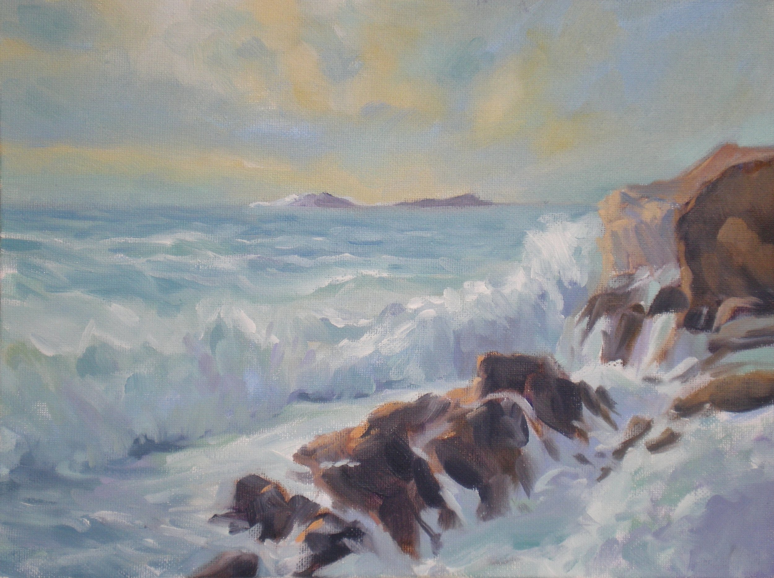 Turbulent Coast (copy), Oil on canvas, 9x12
