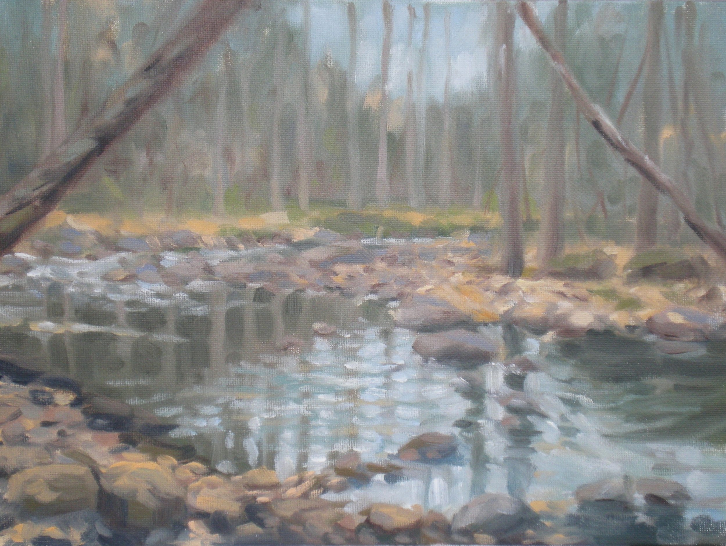 Shallow Stream (copy), Oil on canvas, 9x12