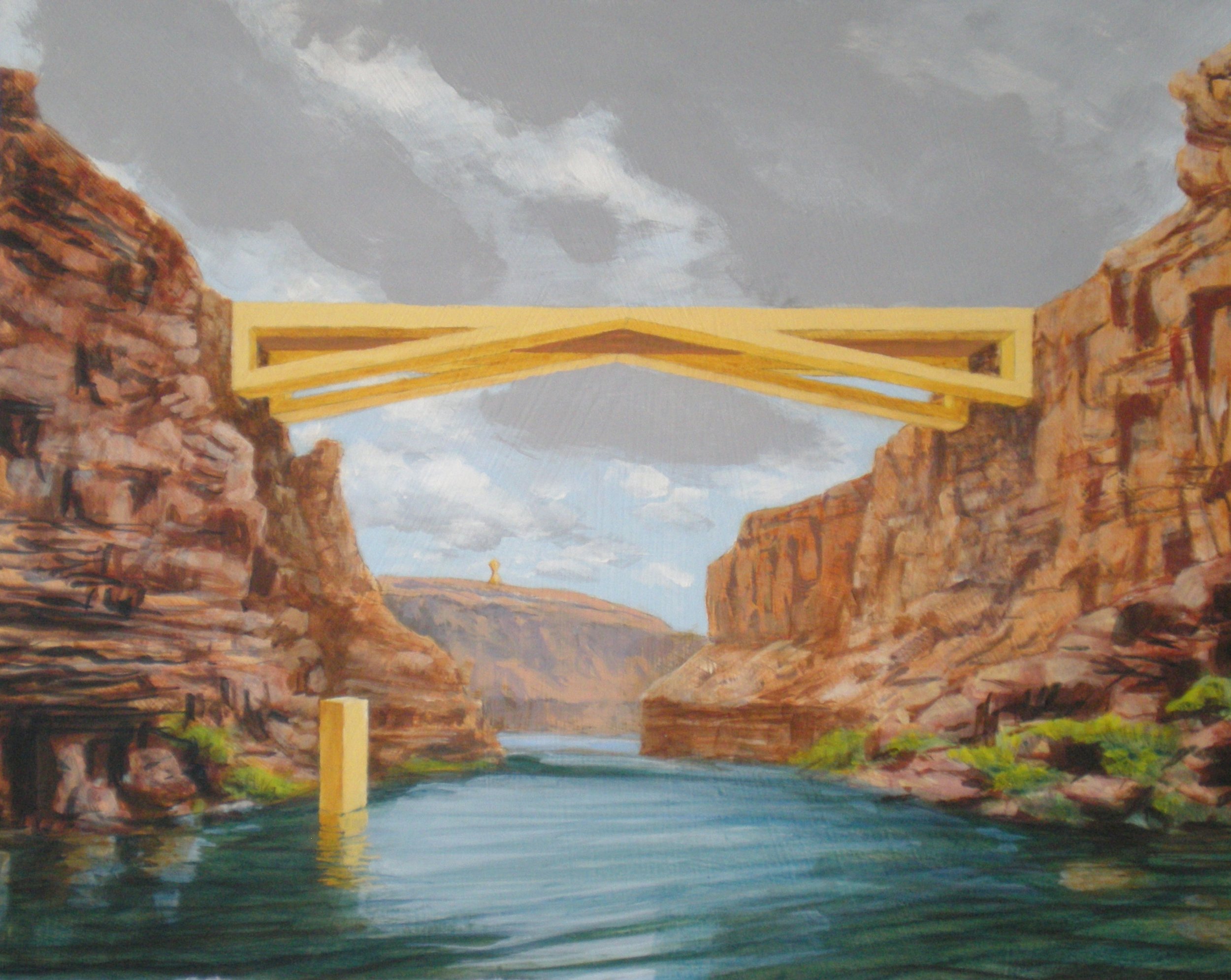 Yellow Bridge, Acrylic on hardboard, 16x20