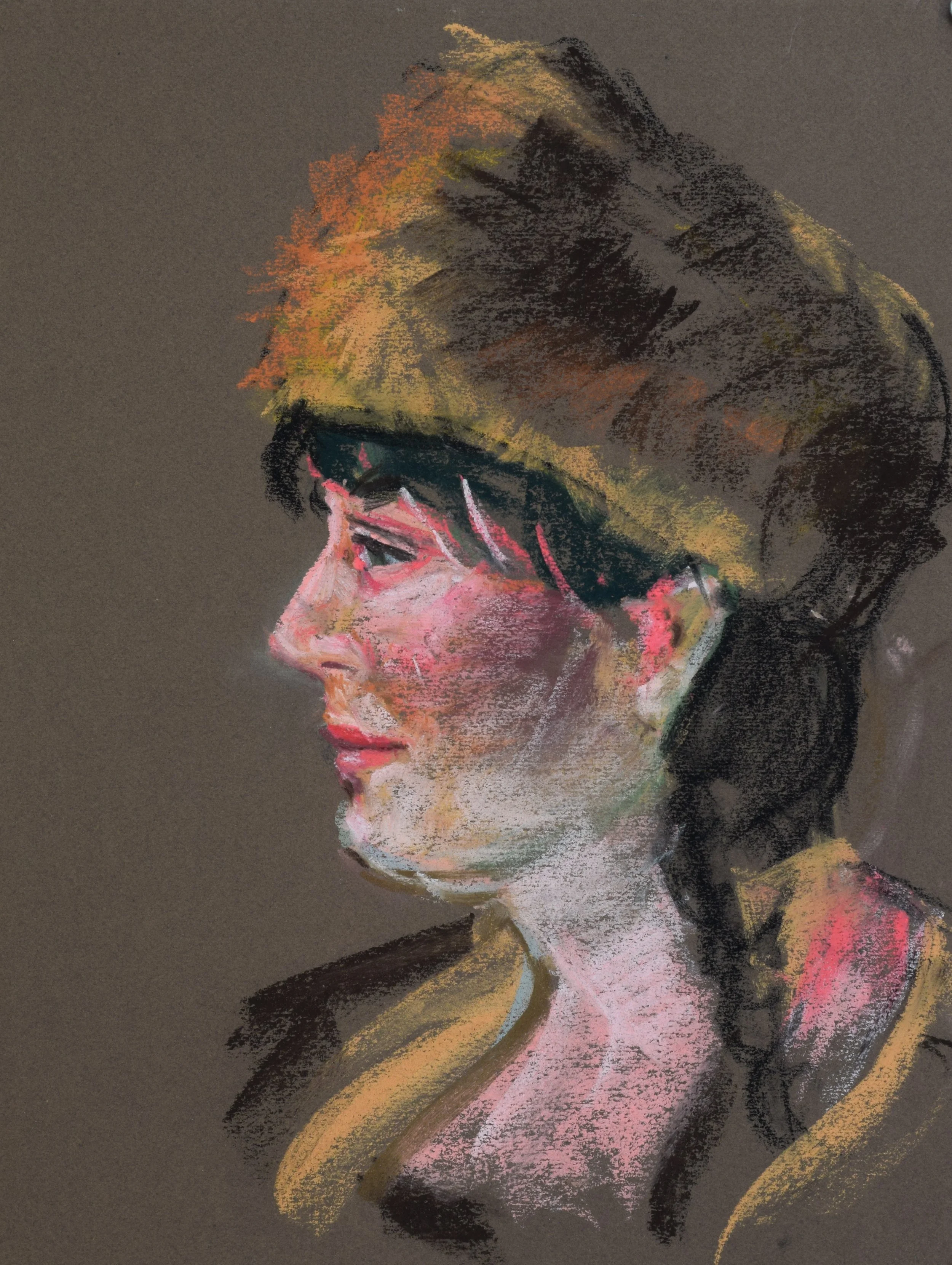 Pastel on toned paper