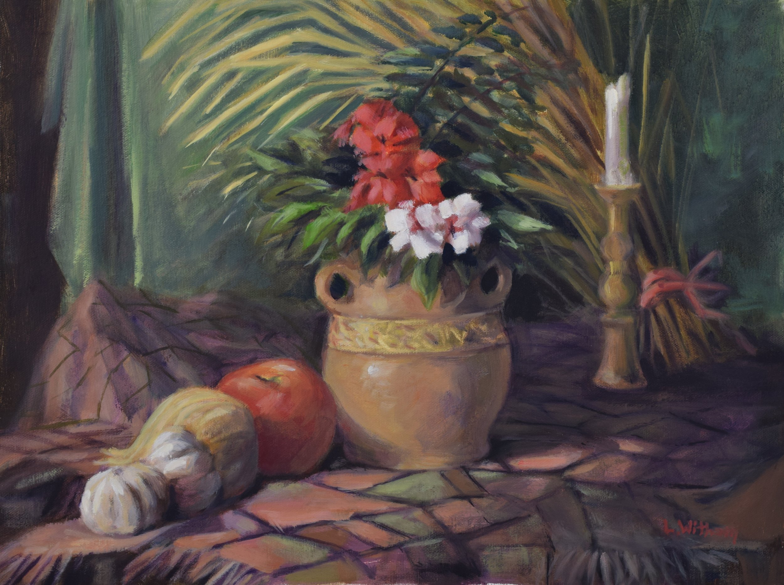 Candle with Garlic, Oil on canvas, 12x16