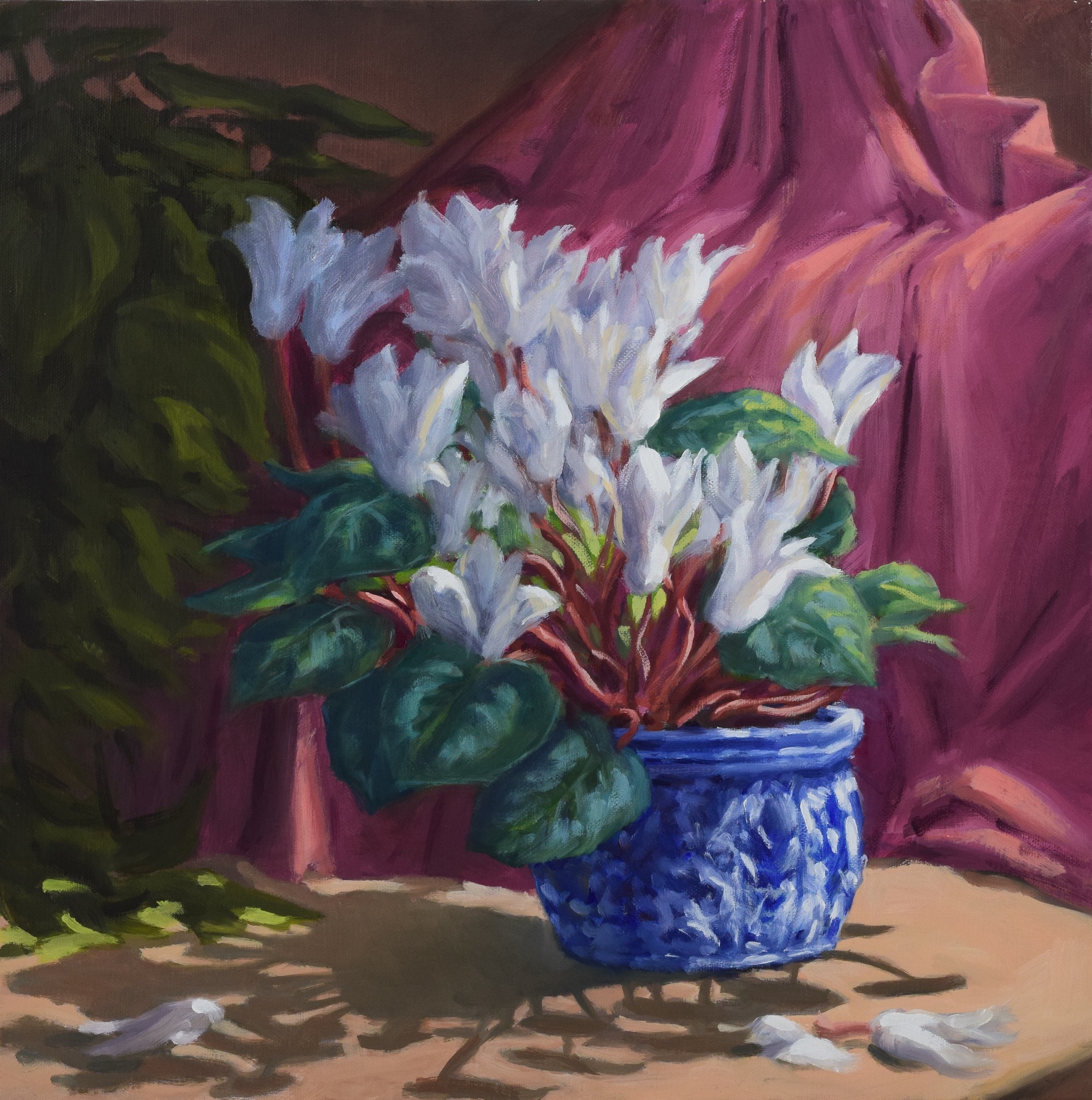 White Blossoms, Oil on linen, 12x12