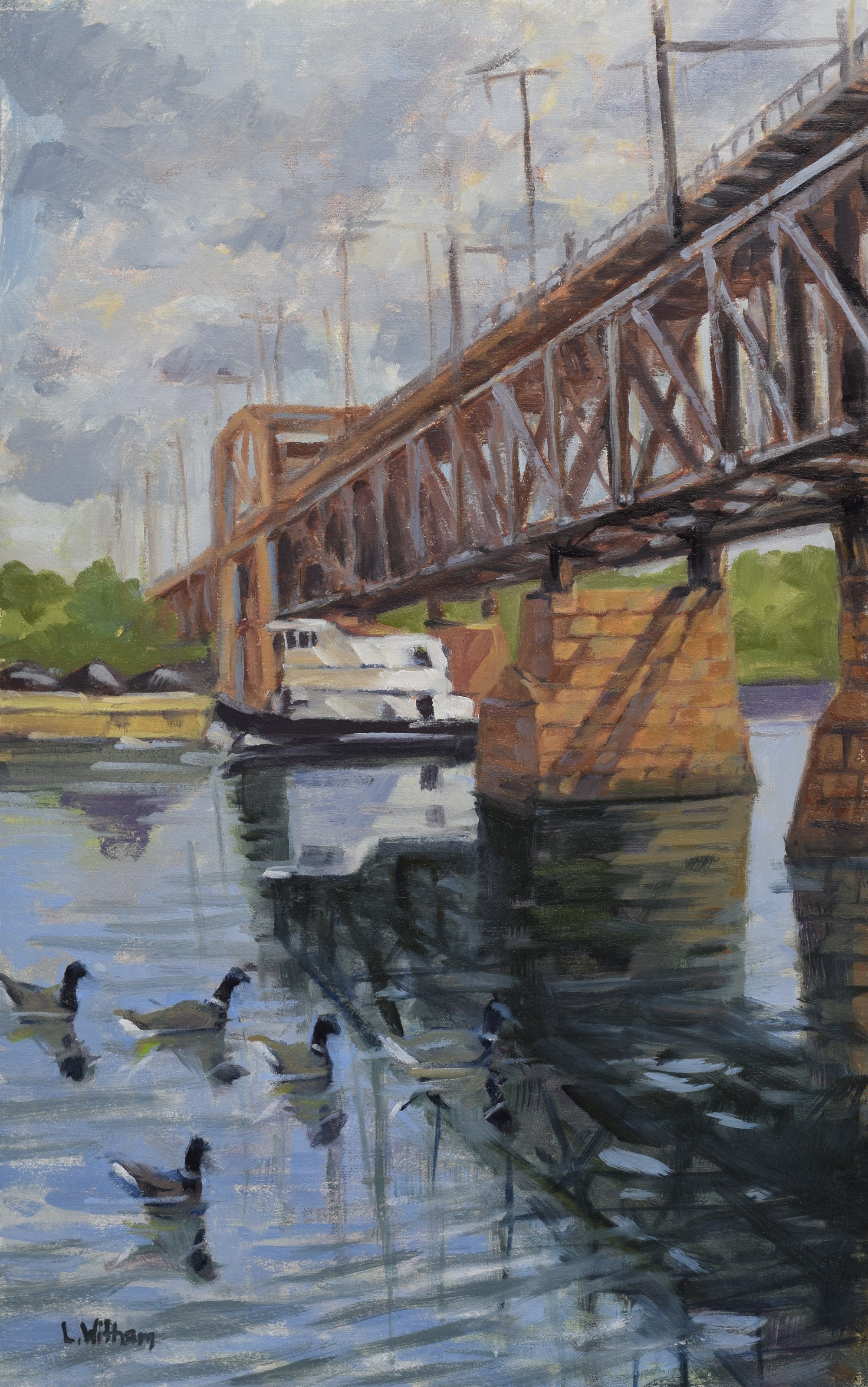 Crossing Under, Oil on hardboard, 10x20