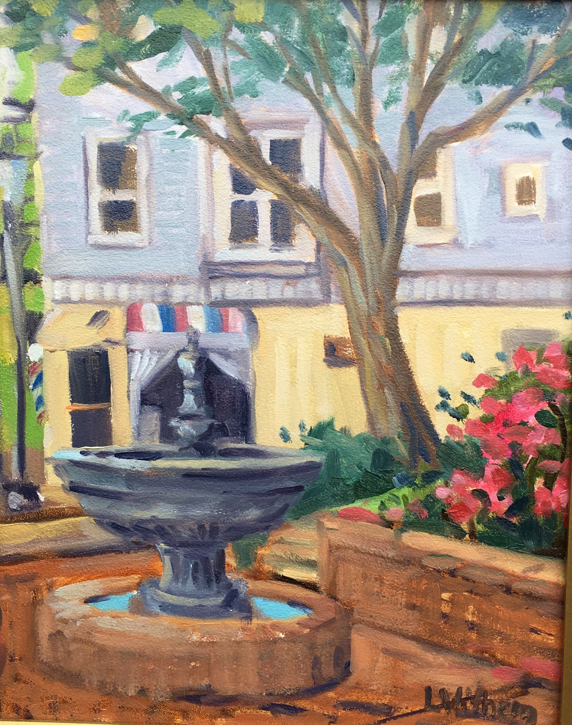 Bel Air Fountain, Oil on linen, 9x12