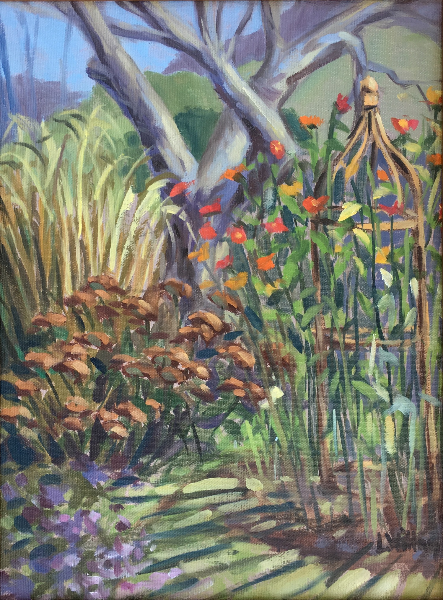 Garden Trellis, Oil on linen, 9x12