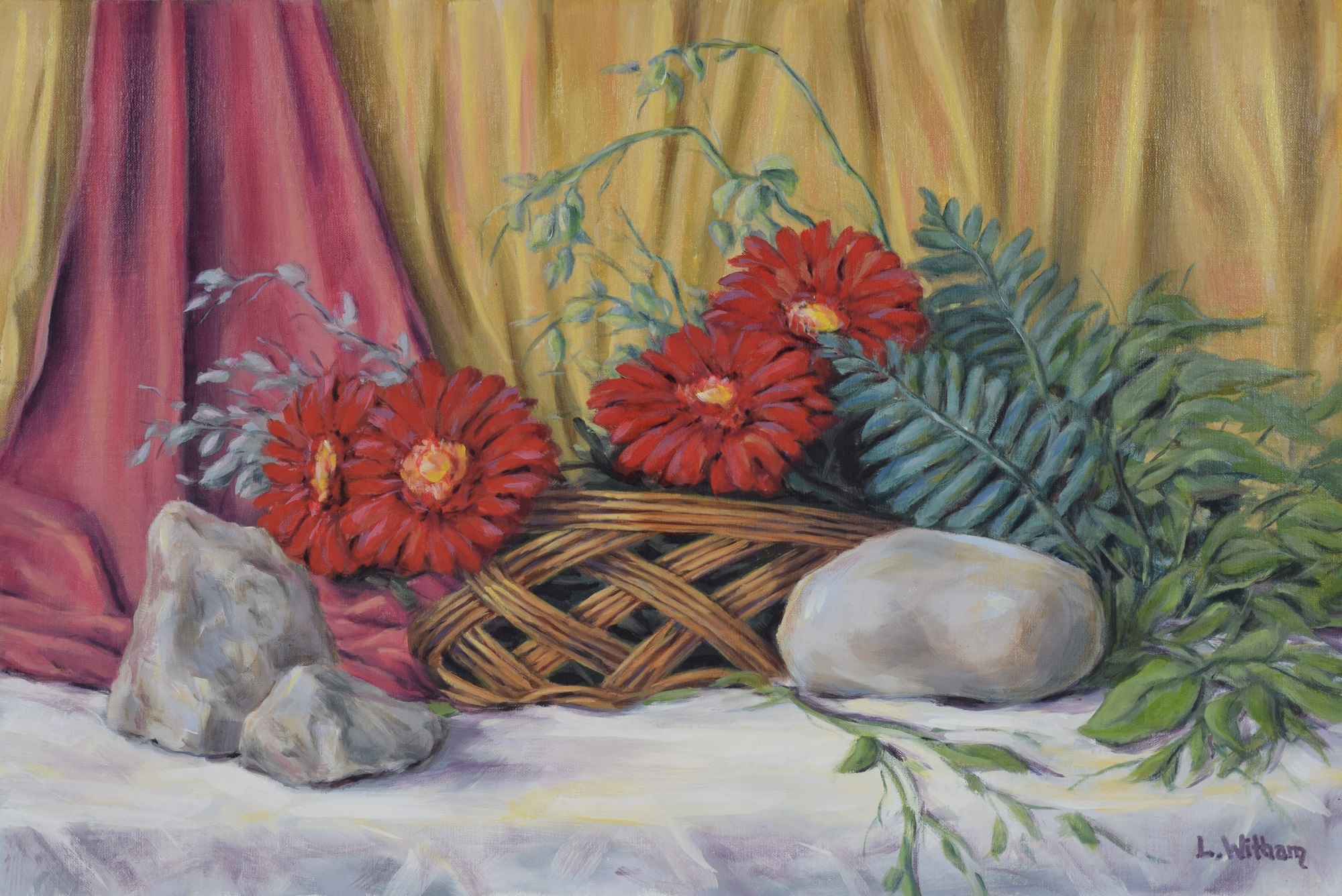 Flora and Stones, Oil on linen, 12x18