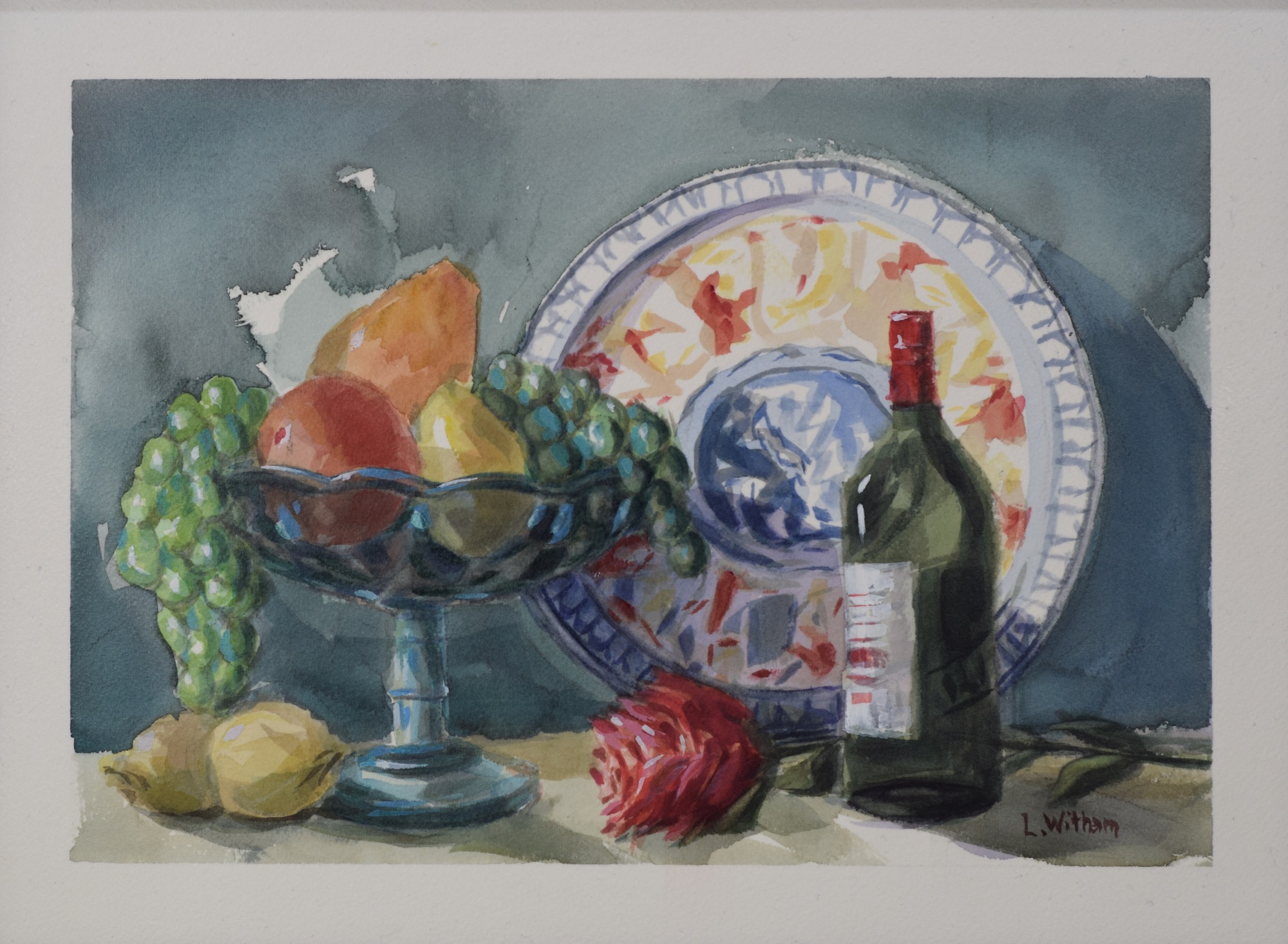 Bottle and Dish, Watercolor, 12x16