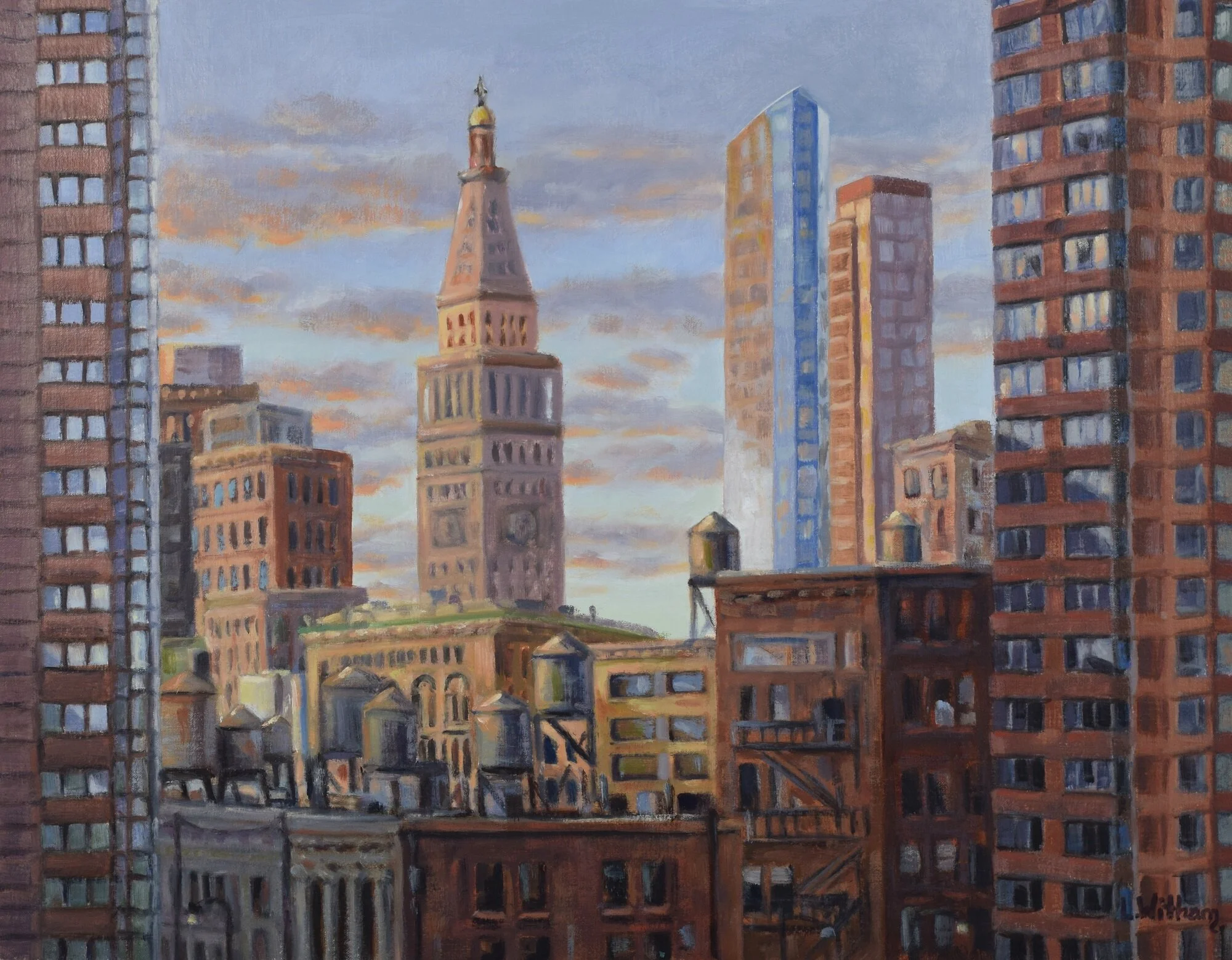 Manhattan Sunrise, Oil on linen, 14x18
