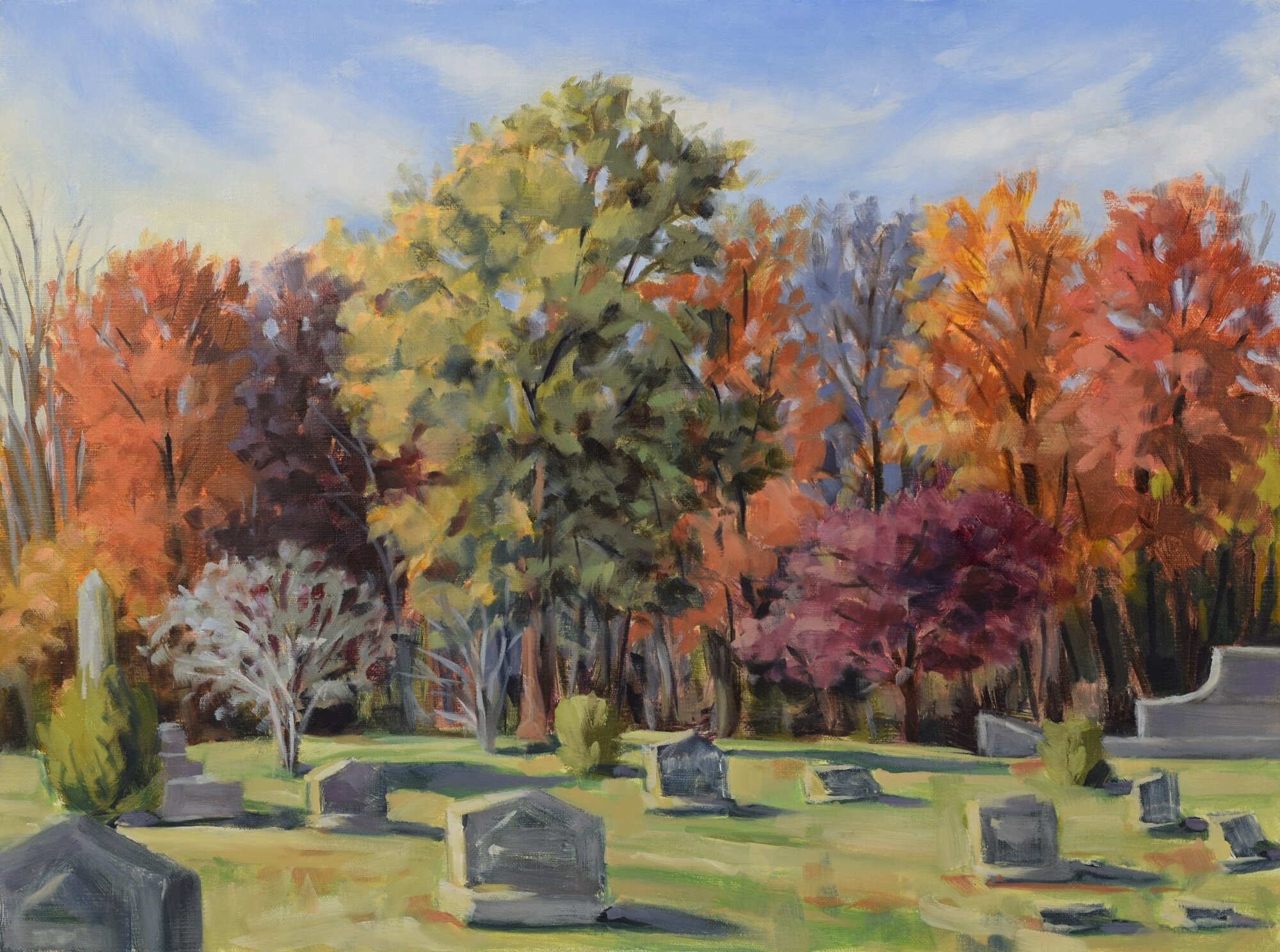 Cemetery Autumn, Oil on linen, 12x16