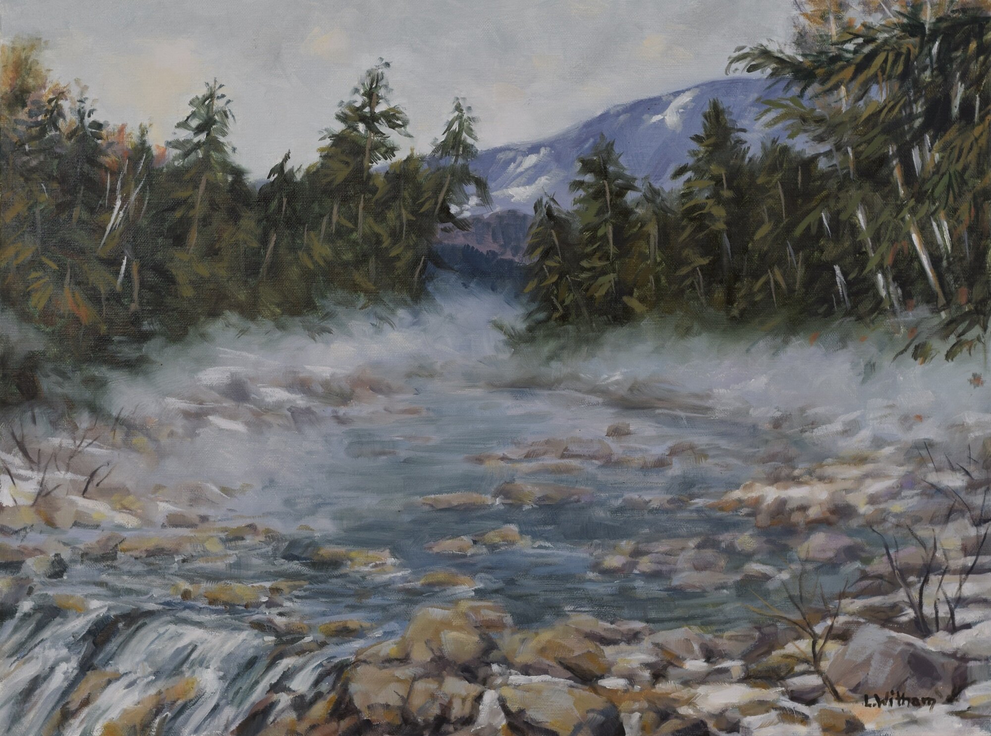 Misty River, New Hampshire, Oil on linen, 12x16