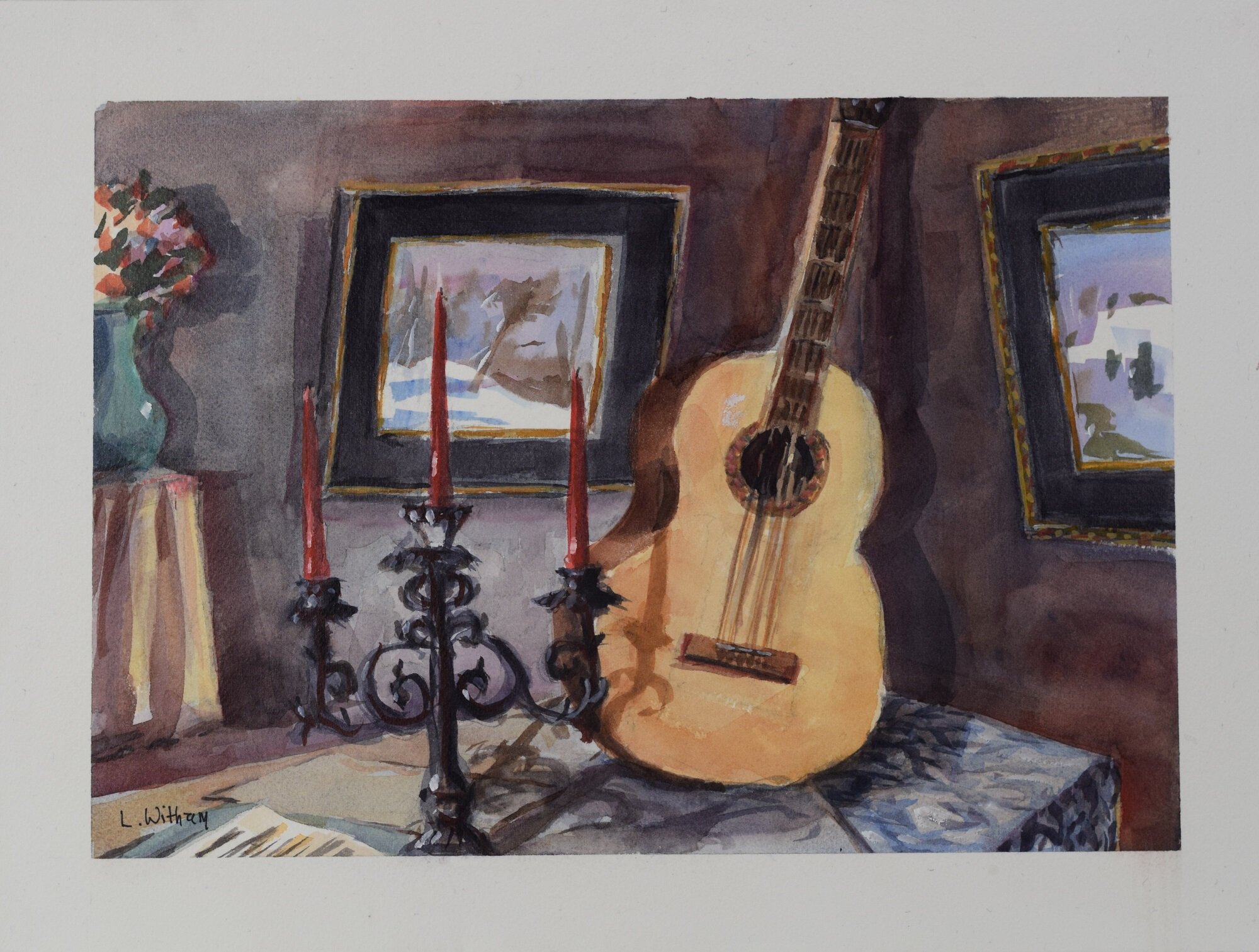 The Guitar, Watercolor, 12x16