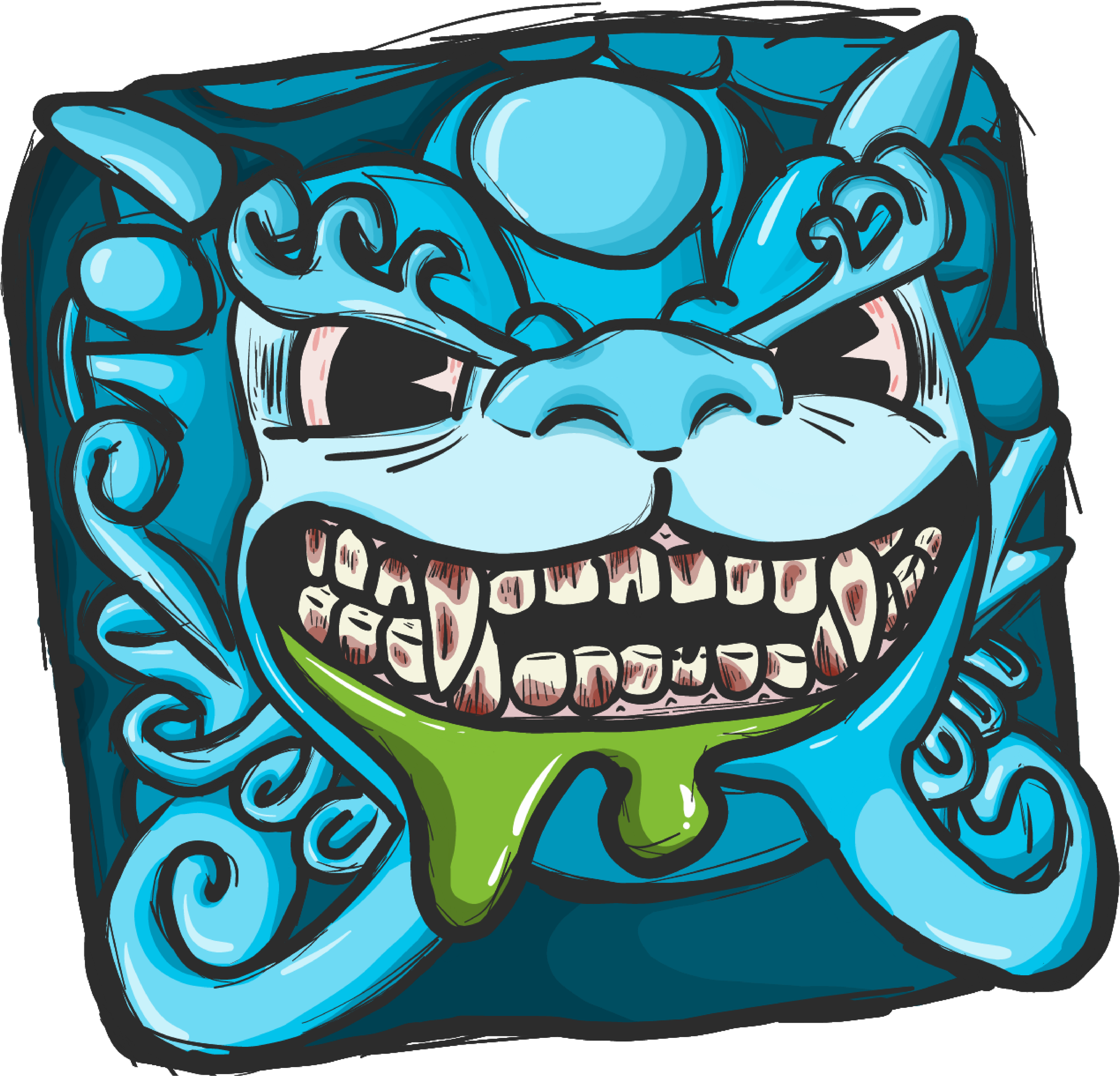 Shishi sticker, drawn by an awesome member of the community. These have been made into stickers and will be included in Fulfillment Sale packages. In the future I will be selecting more artwork submitted by the community for sticker production, so submit your entries to support@keyforge.com