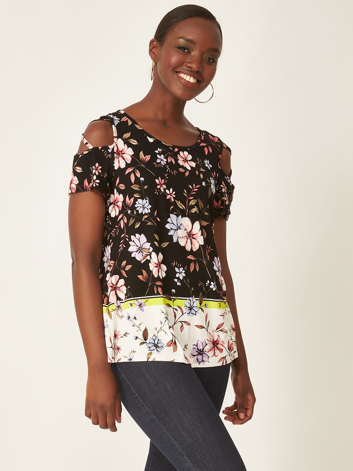 Crisscross Shoulder Floral Top