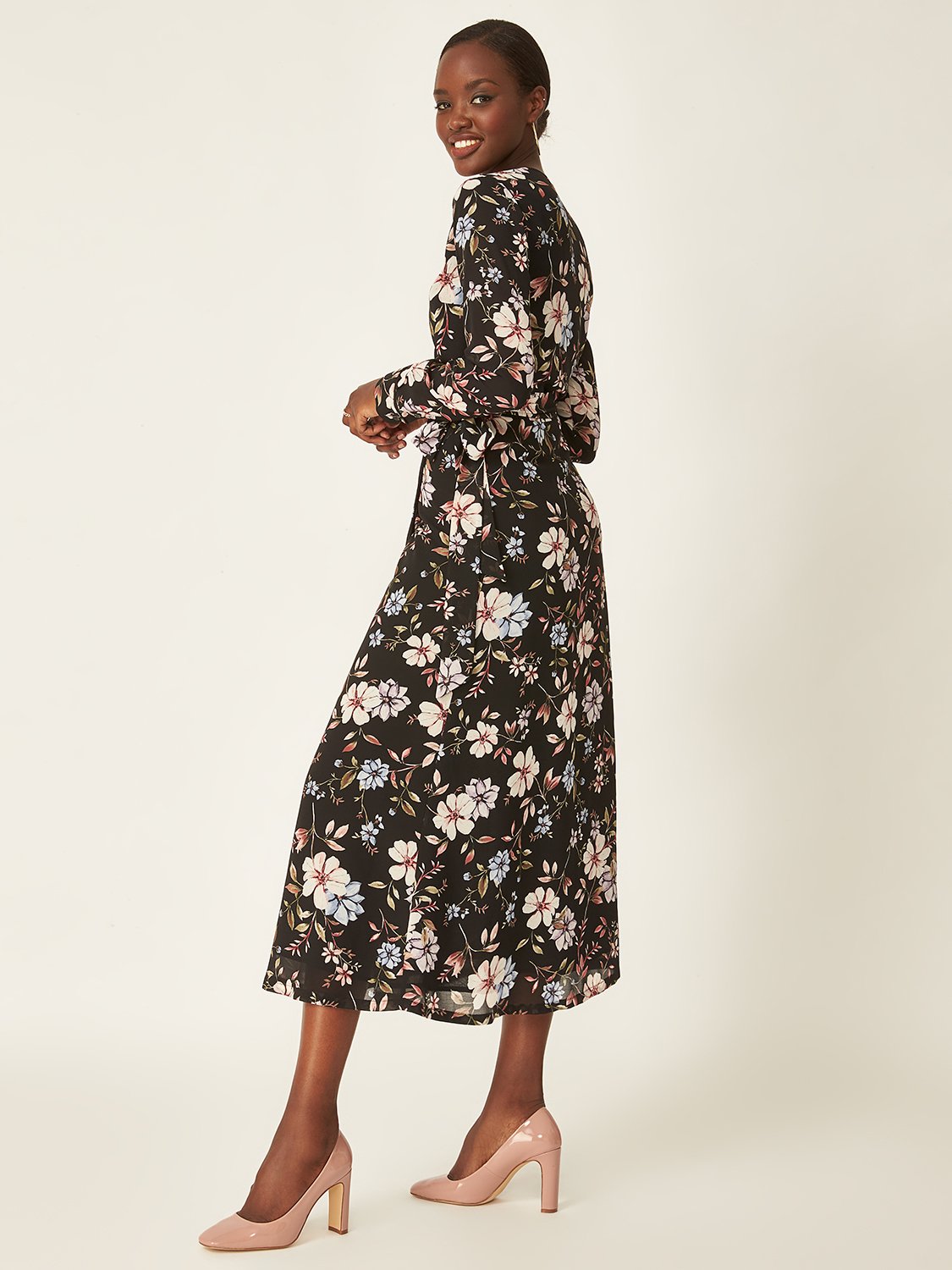 Printed Chiffon Midi Dress