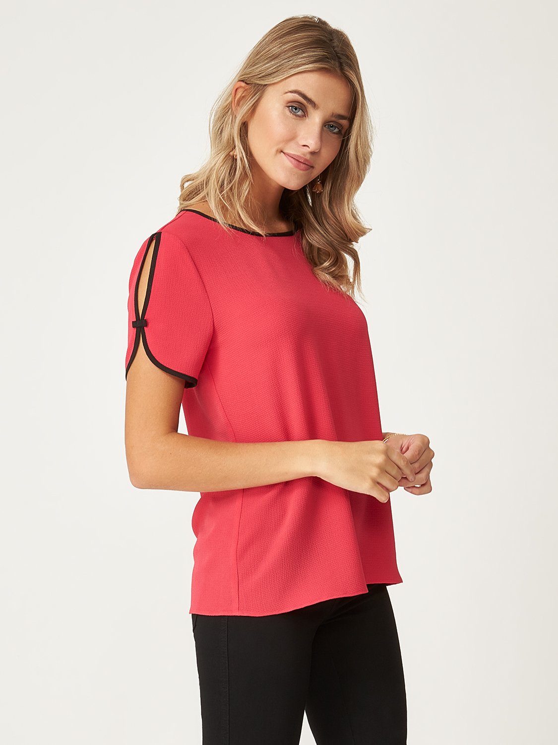 Bow Sleeve Woven Blouse