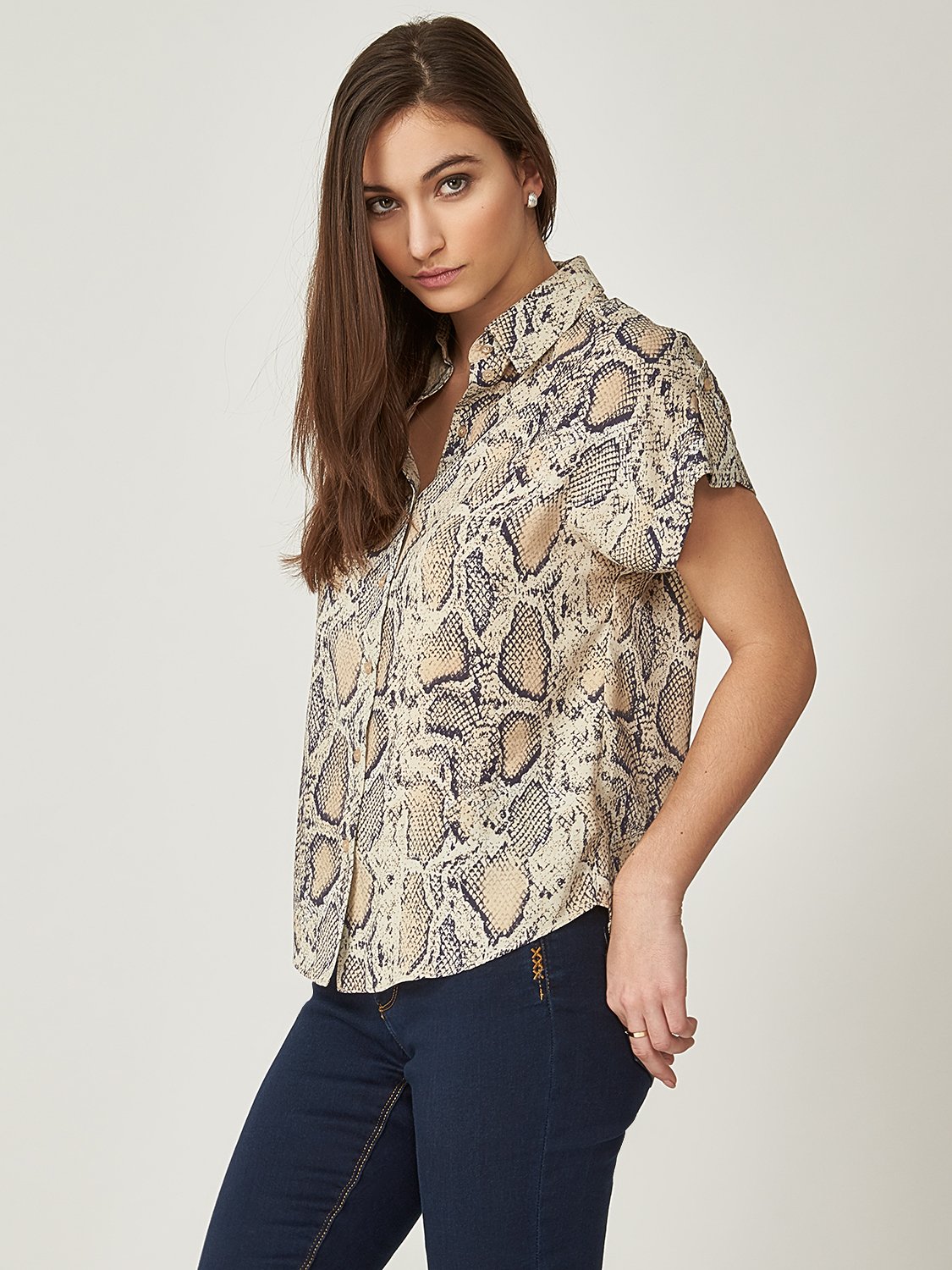 Snake Print Dolman Sleeve Blouse